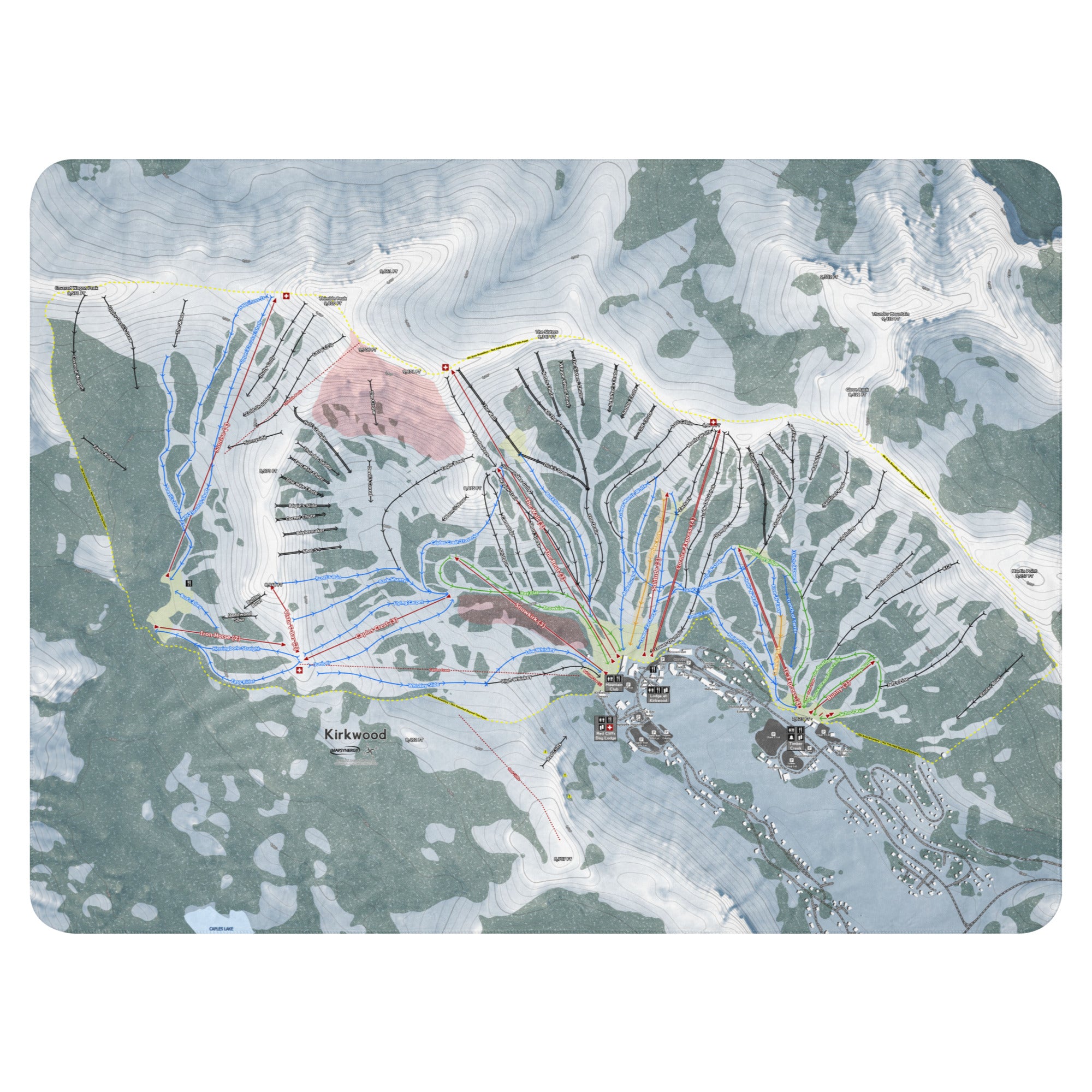 Kirkwood, California Ski Resort Map Blanket