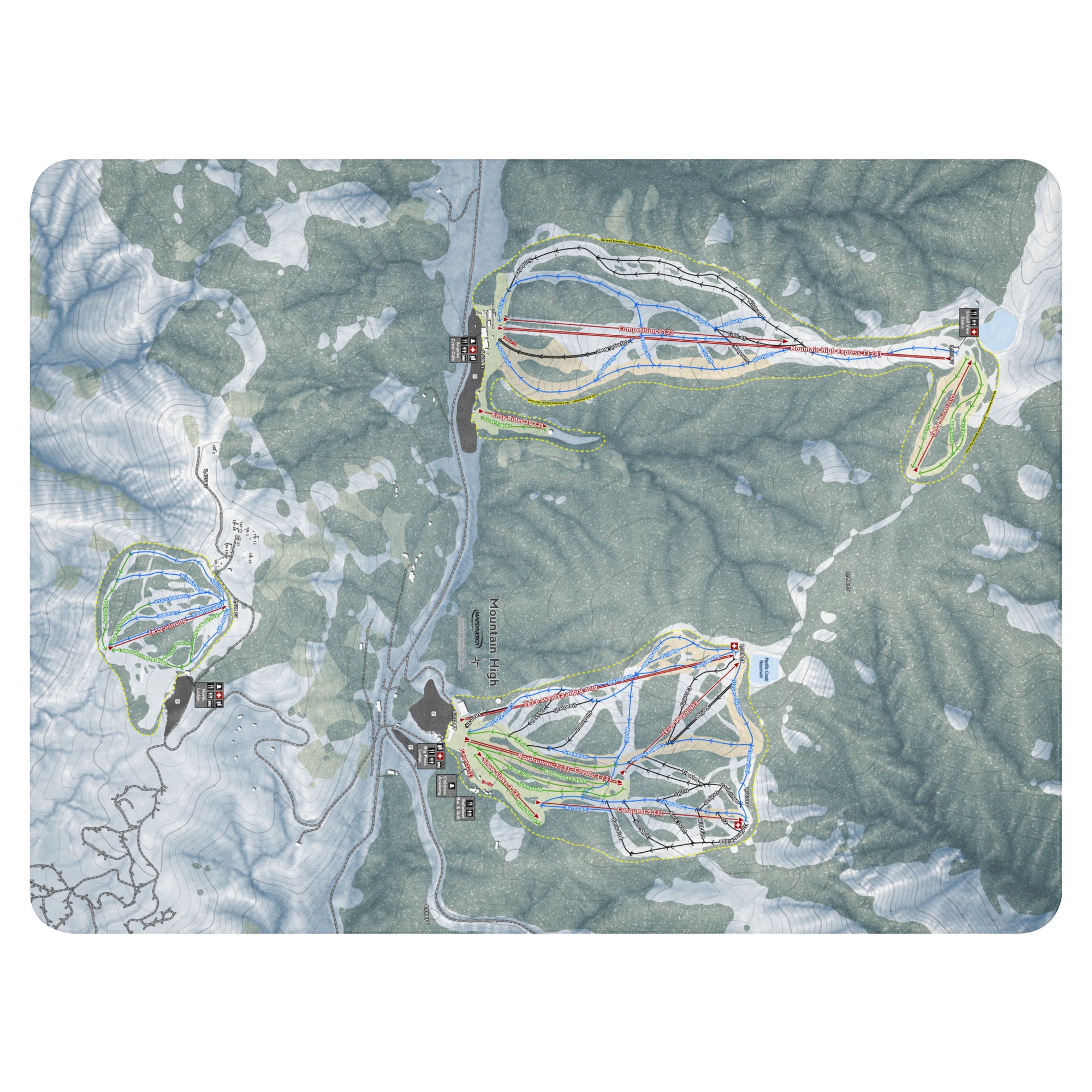 Mountain High, California Ski Resort Map Blanket