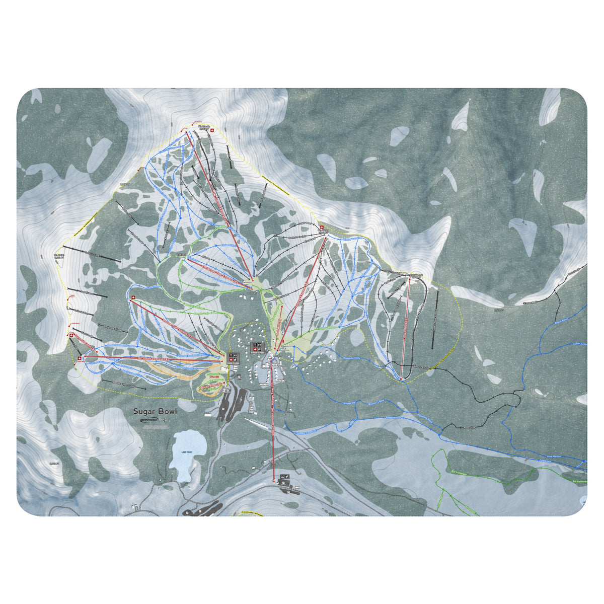 Sugar Bowl, California Ski Resort Map Blanket