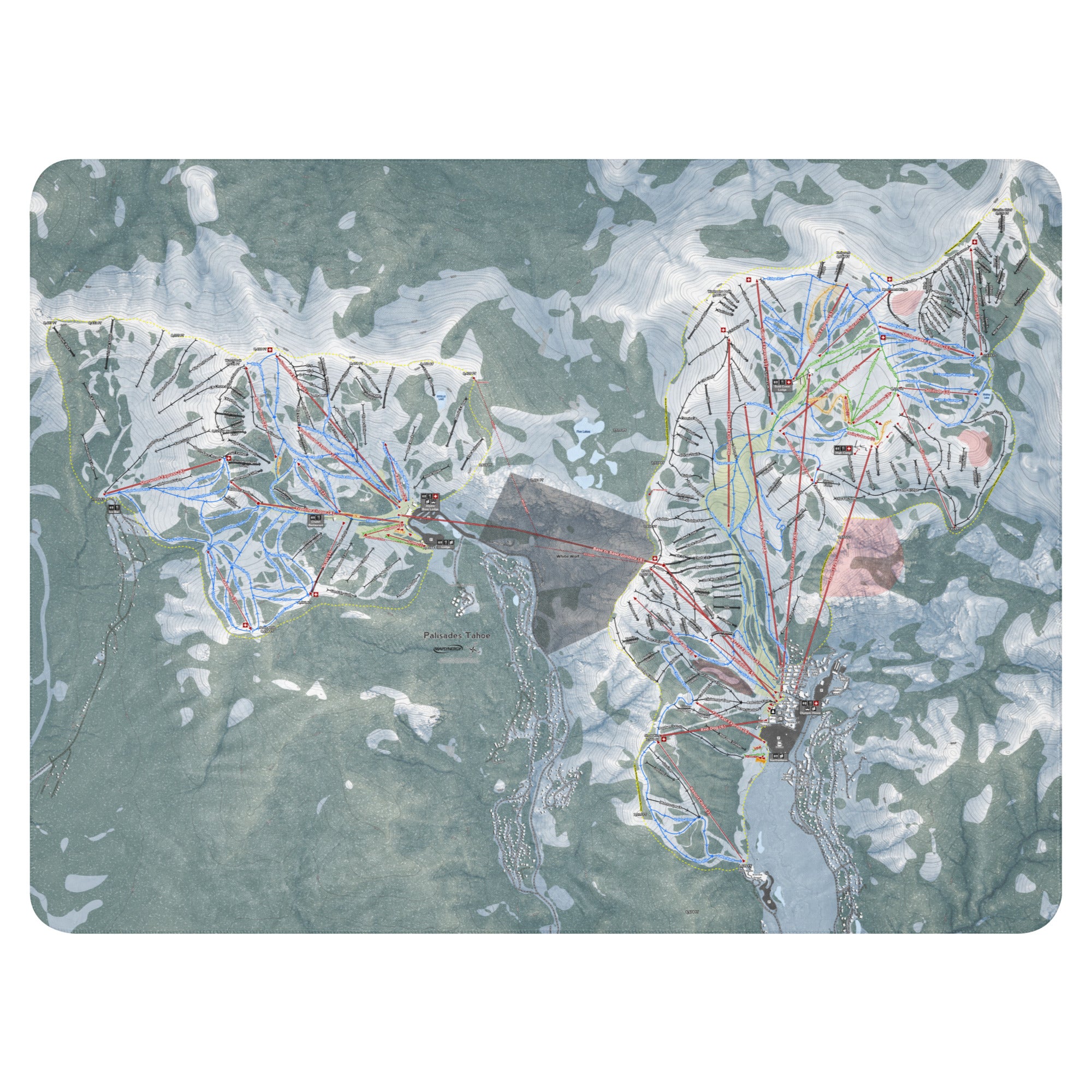 Palisades Tahoe, California Ski Resort Map Blanket