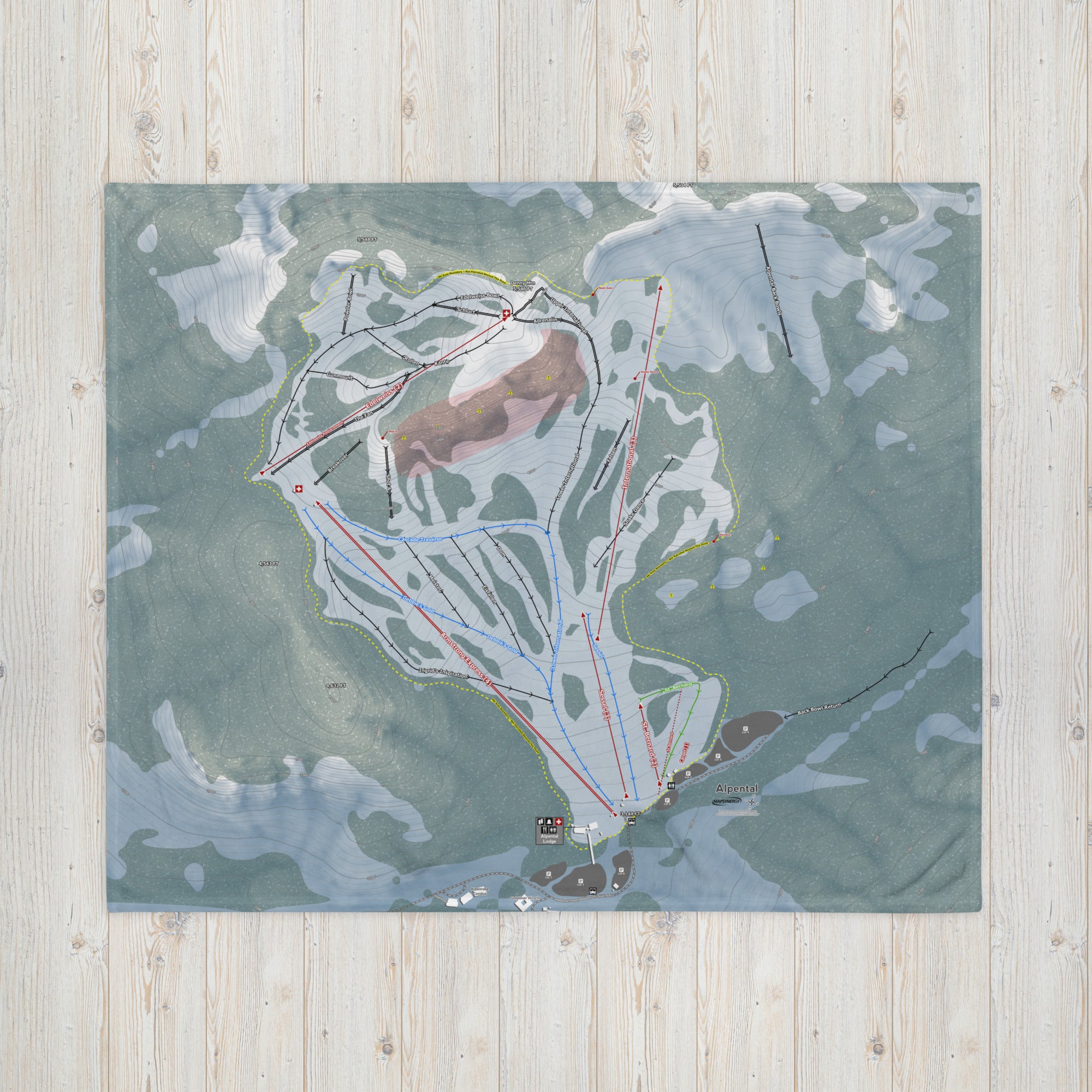 Alpental, Washington Ski Resort Map Blanket