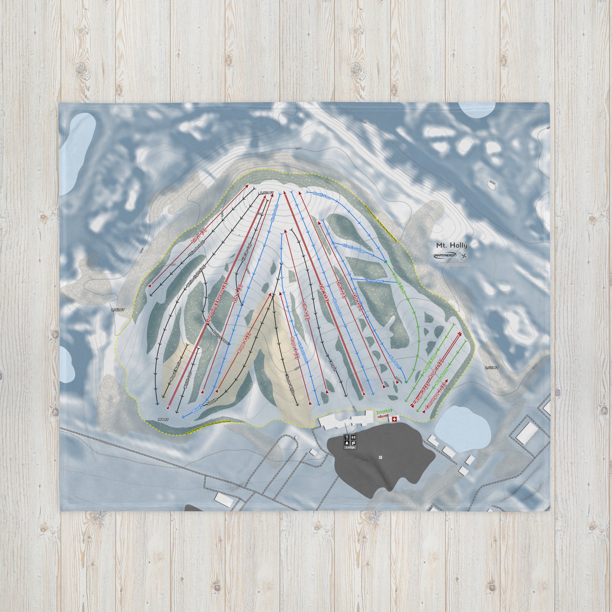 MT HOLLY, MICHIGAN SKI RESORT MAP BLANKET