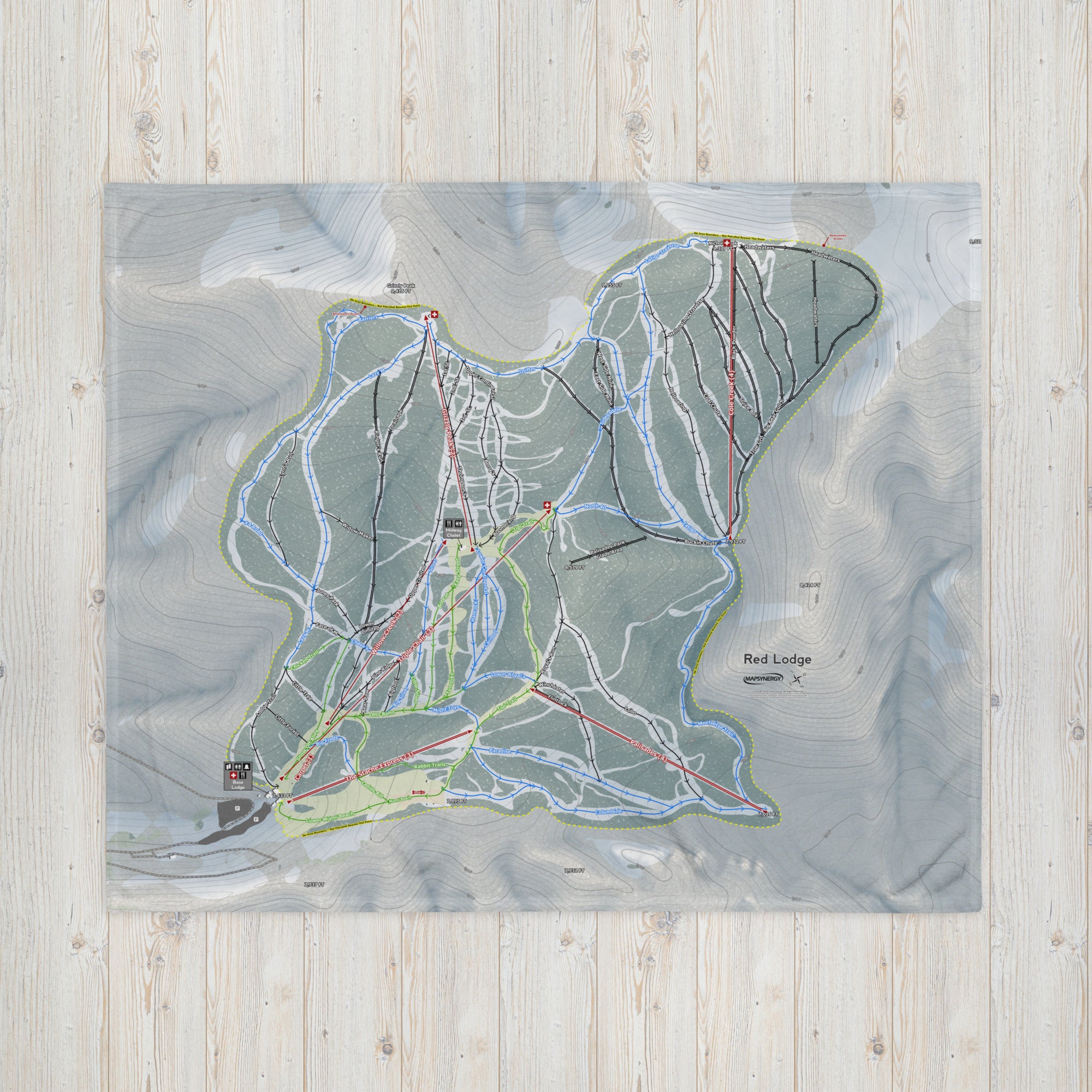 RED LODGE, MONTANA SKI RESORT MAP BLANKET