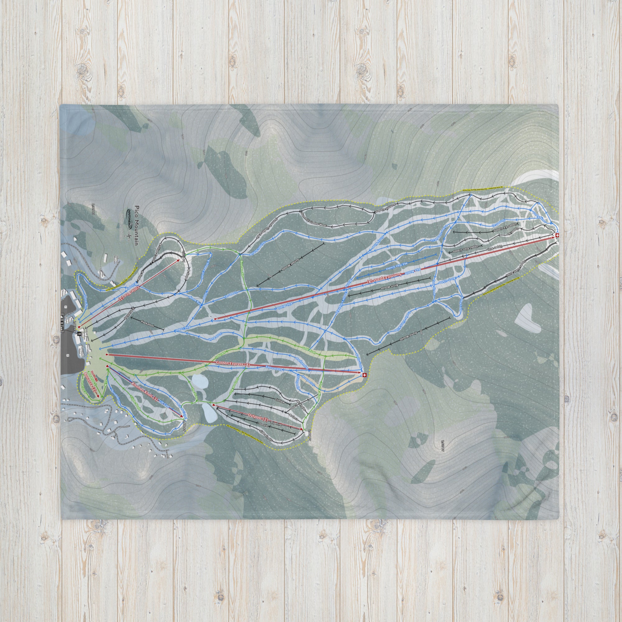 Pico Mountain, Vermont Ski resort Map Blanket