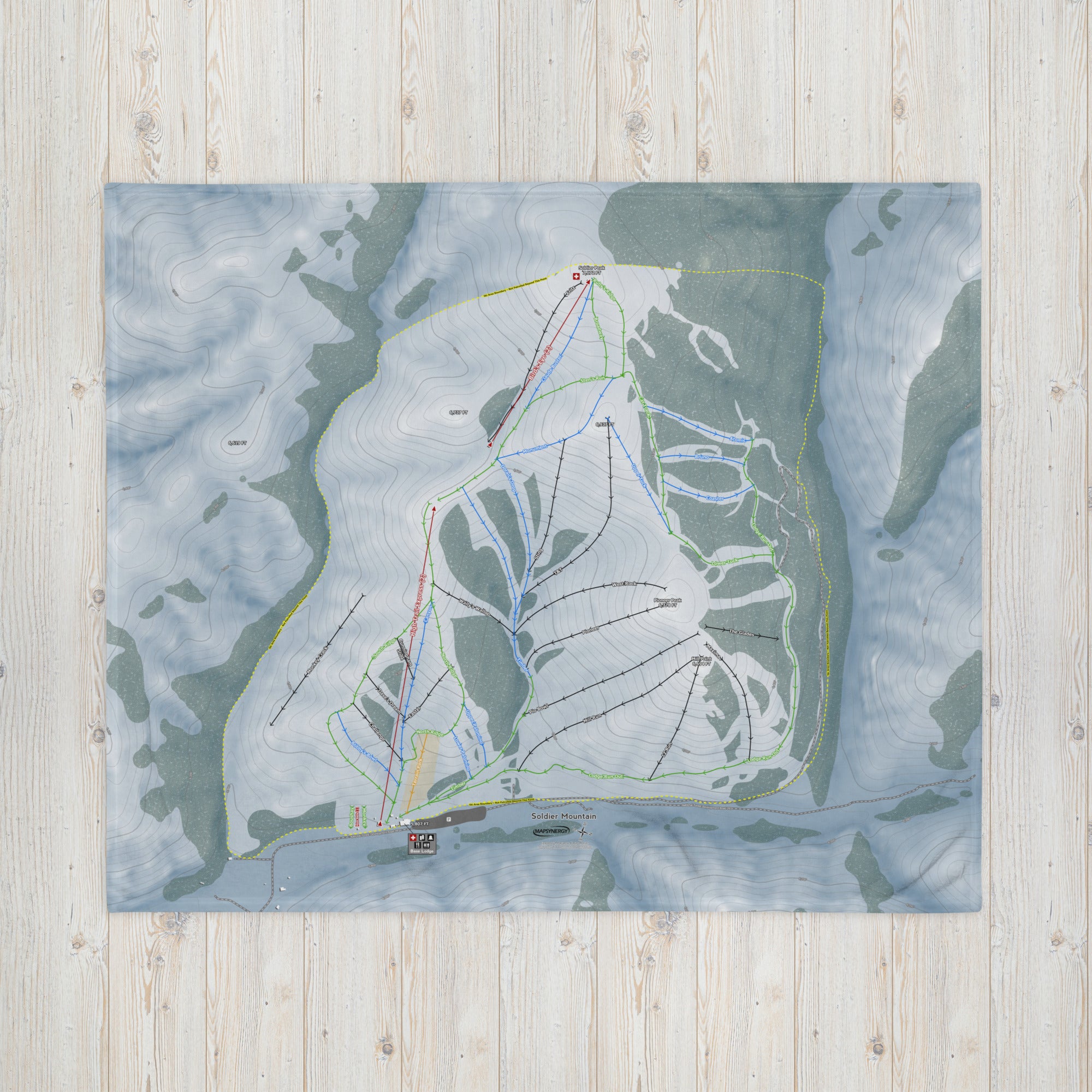 SOLDIER MOUNTAIN, IDAHO SKI RESORT MAP BLANKET