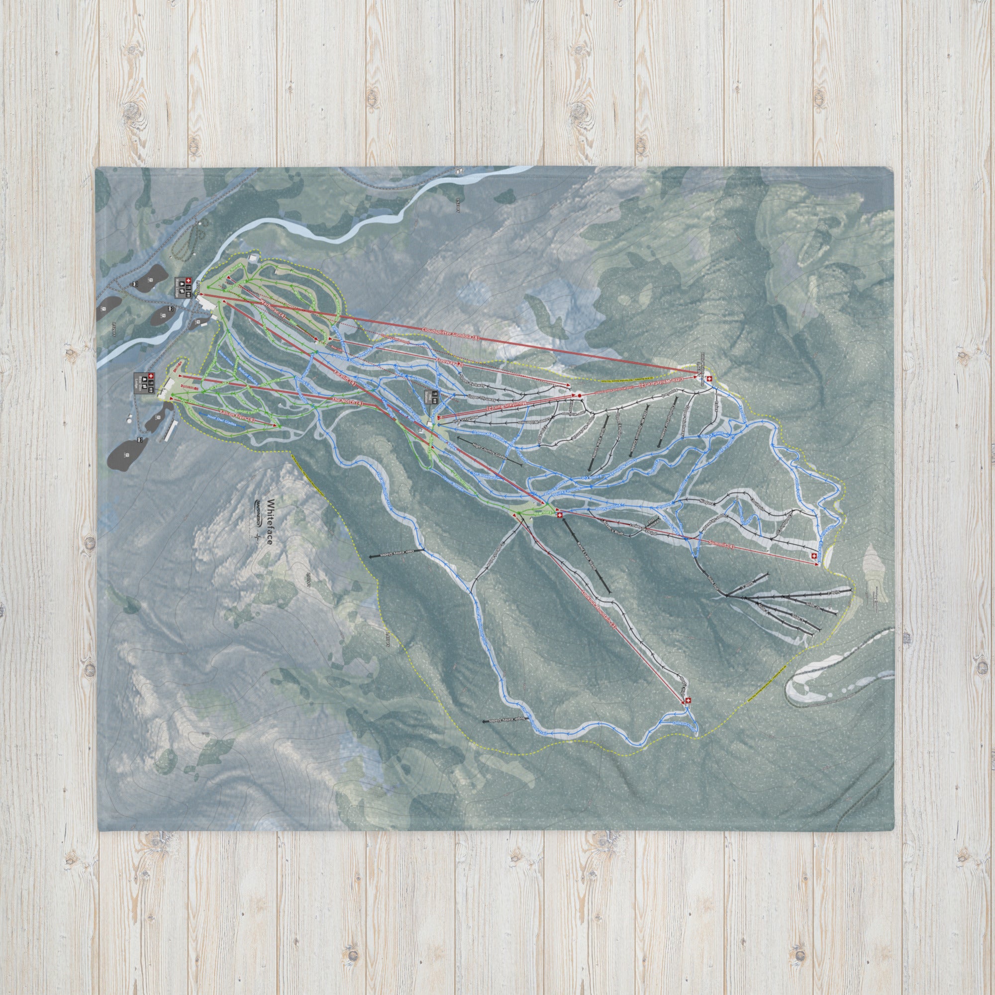 WHITEFACE, NEW YORK SKI RESORT MAP BLANKET