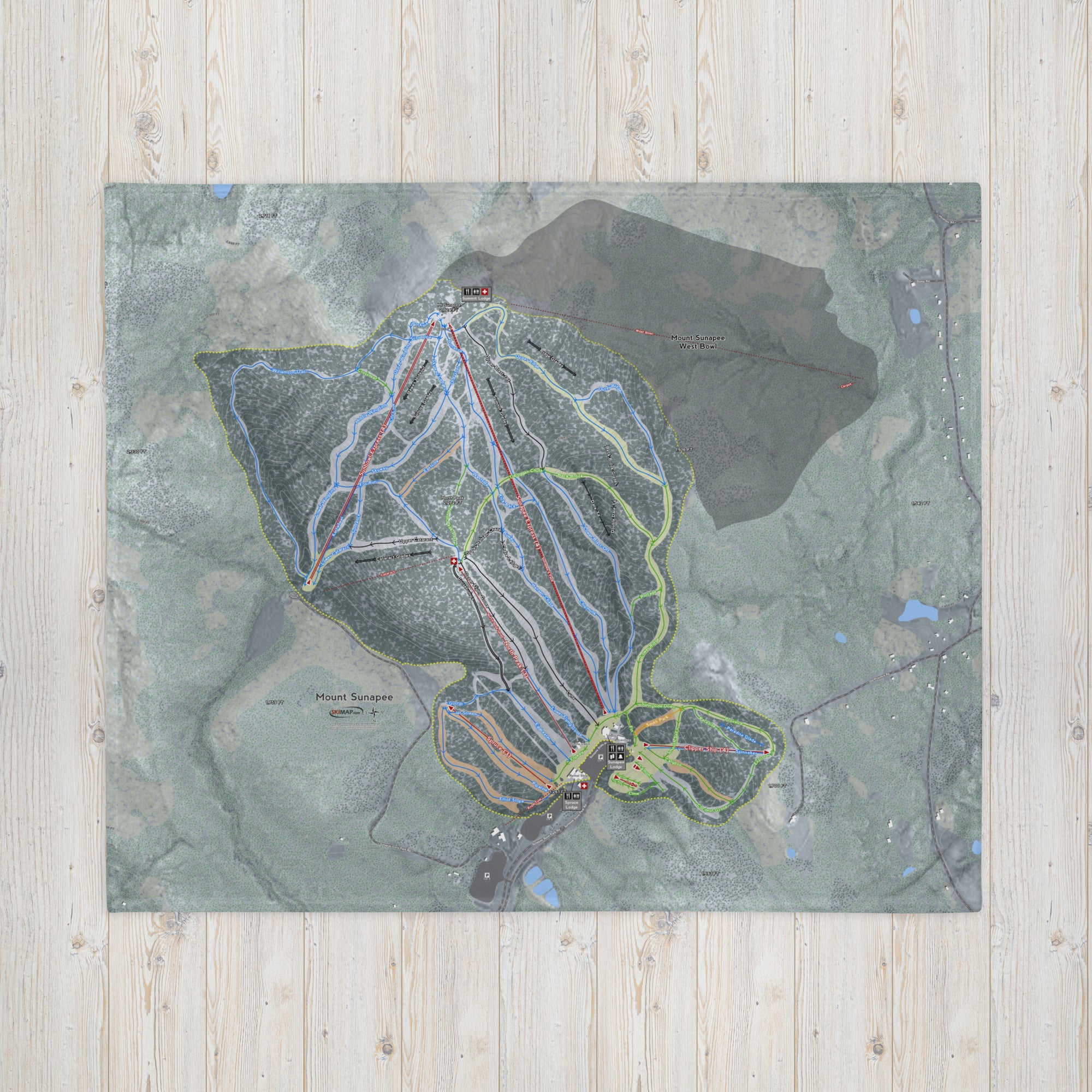 Mount Sunapee, New Hampshire Ski Resort Map blanket