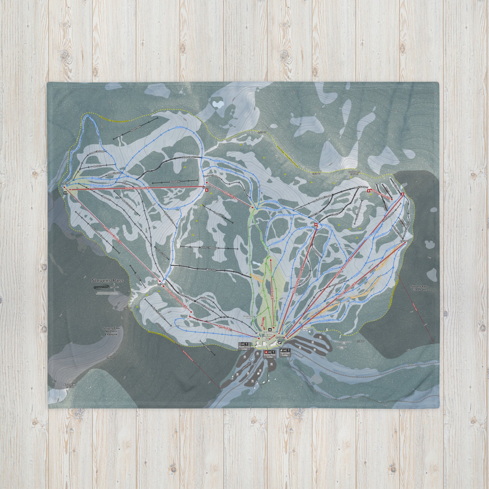 Stevens Pass, Washington Ski Resort Map Blanket