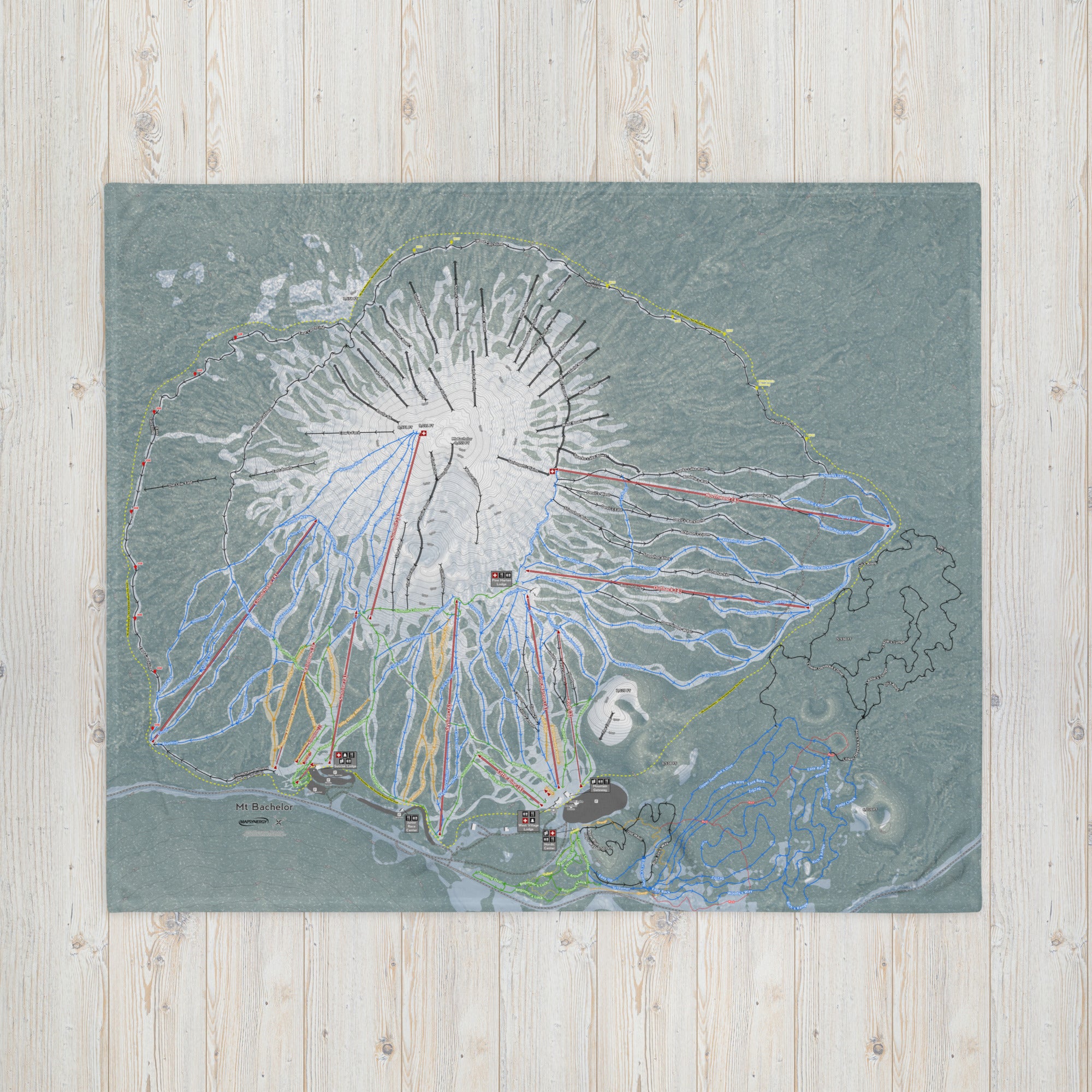 Mt Bachelor, Oregon Ski Resort Map Blanket