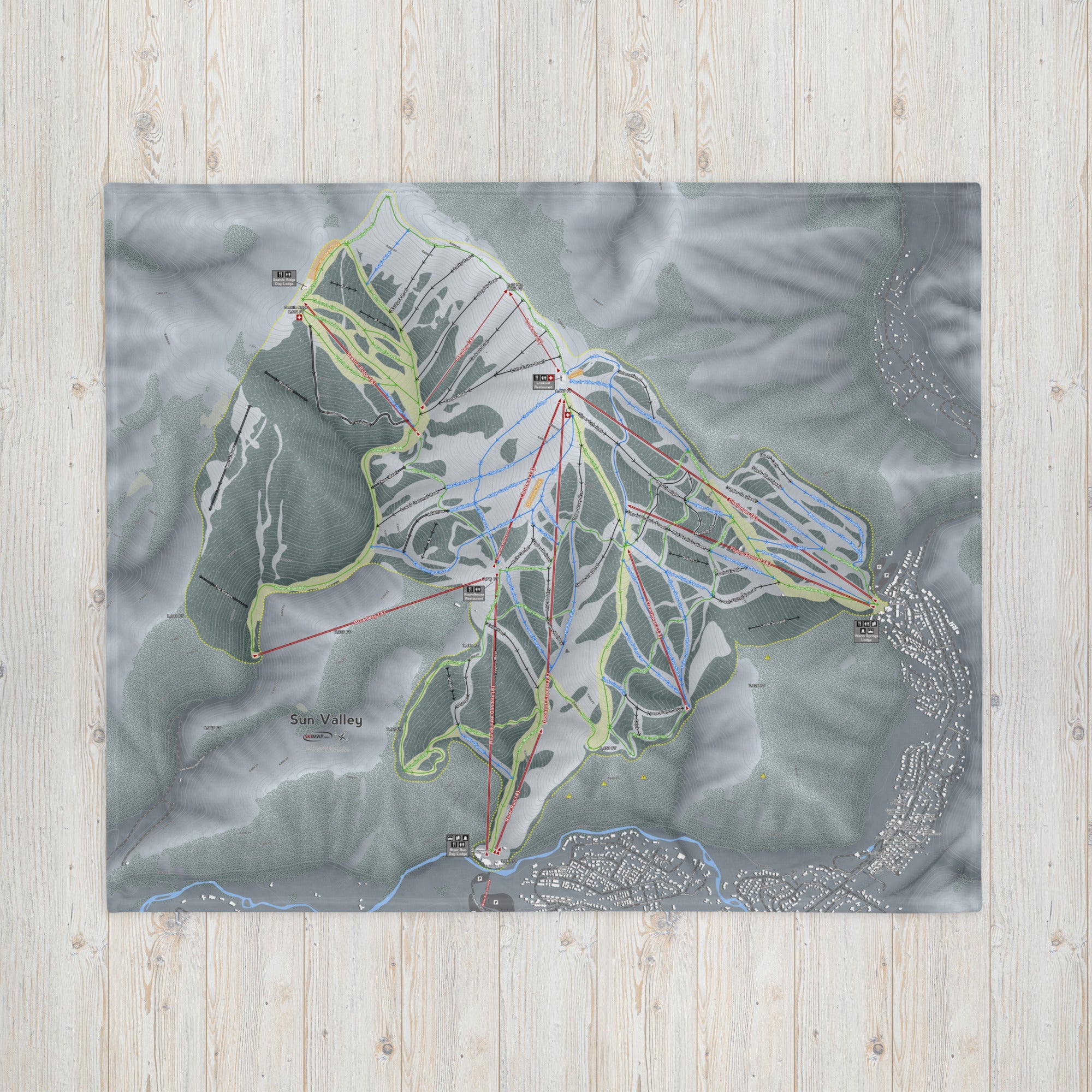 SUN VALLEY, IDAHO SKI RESORT MAP BLANKET