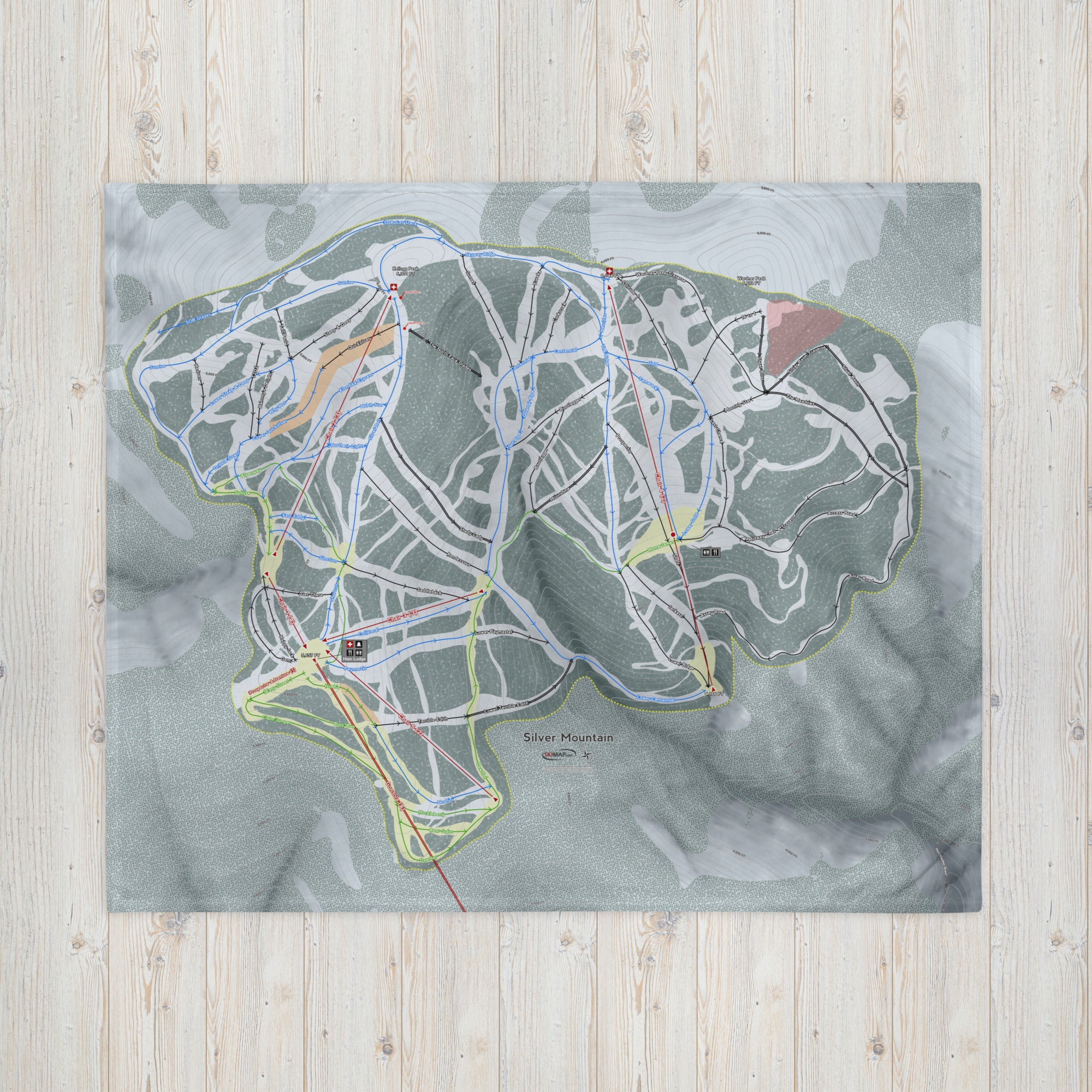 Silver Mountain, Idaho Ski Resort Map Blanket