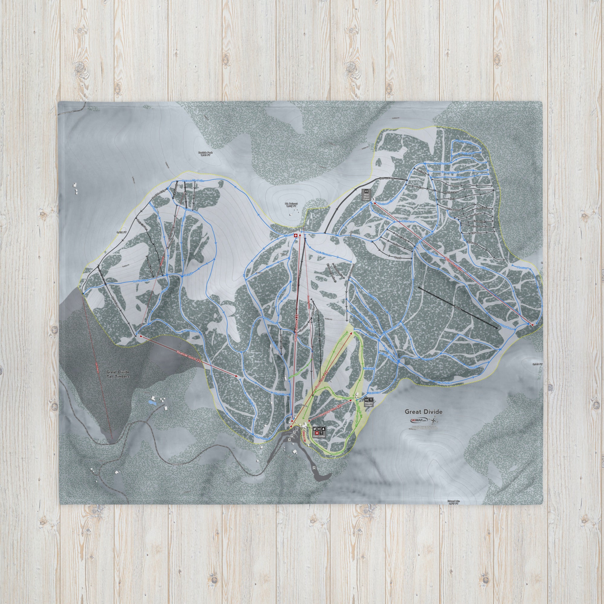 GREAT DIVIDE, MONTANA SKI RESORT MAP BLANKET