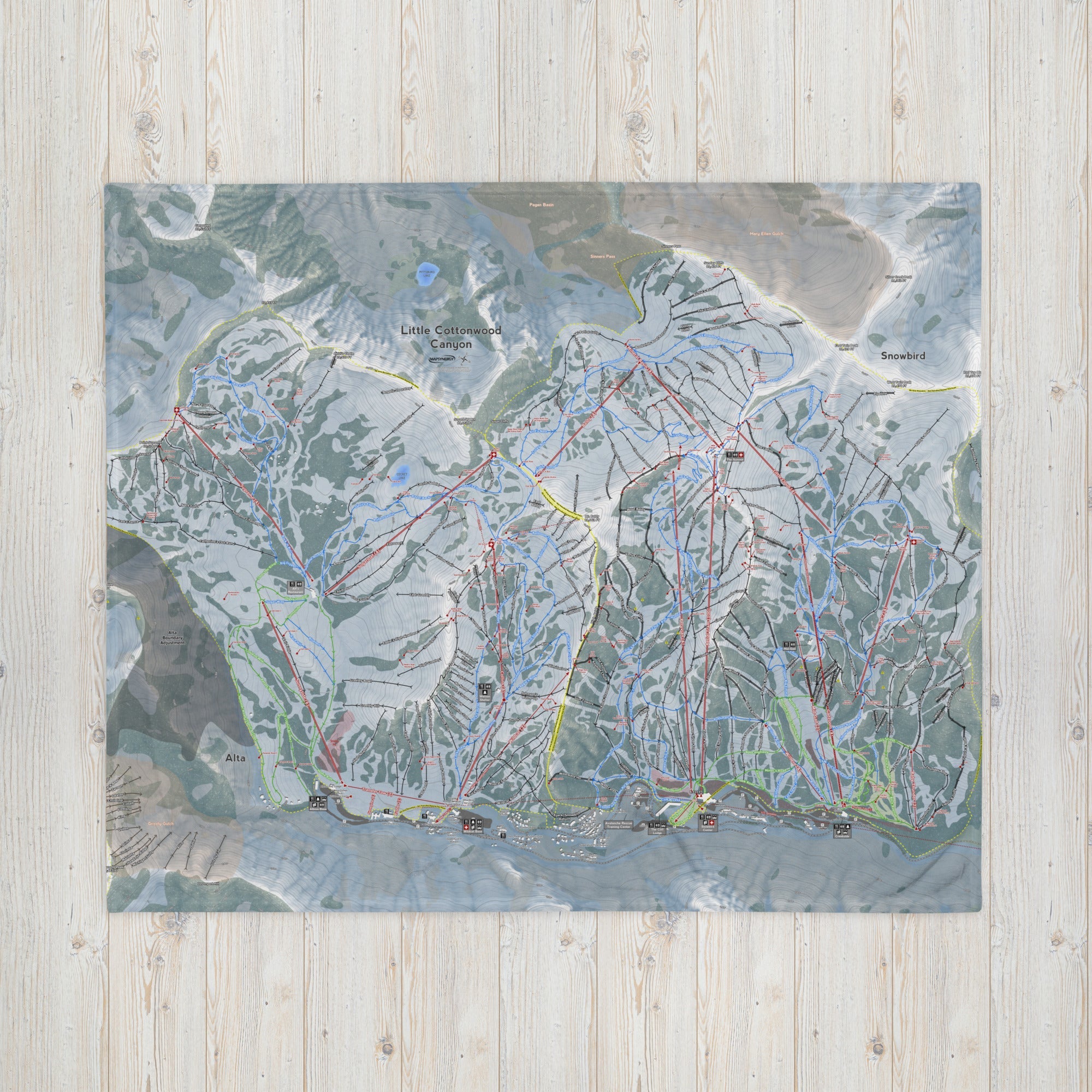 Little Cottonwood Canyon, Utah Ski Resort Map Blanket