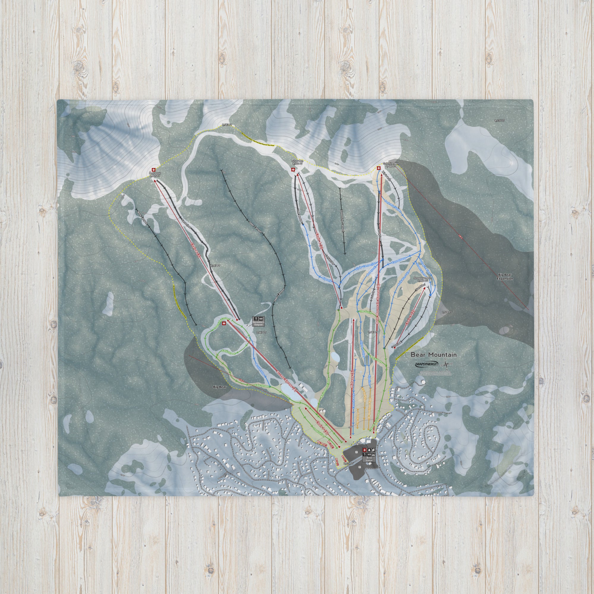 Bear Mountain, California Ski Resort Map Blanket