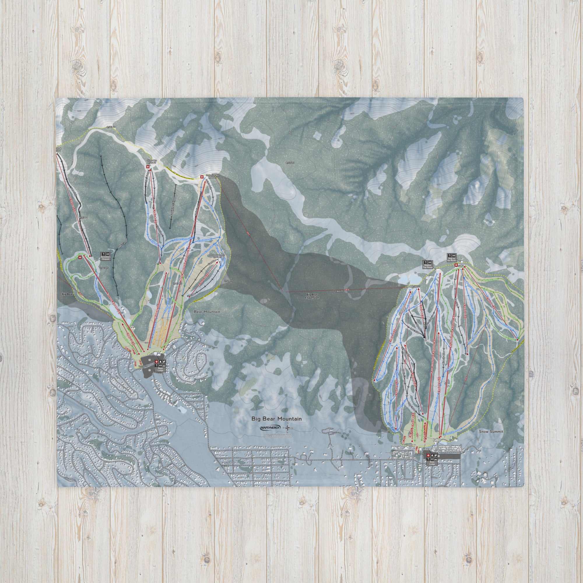 Big Bear Mountain, California Ski Resort Map Blanket