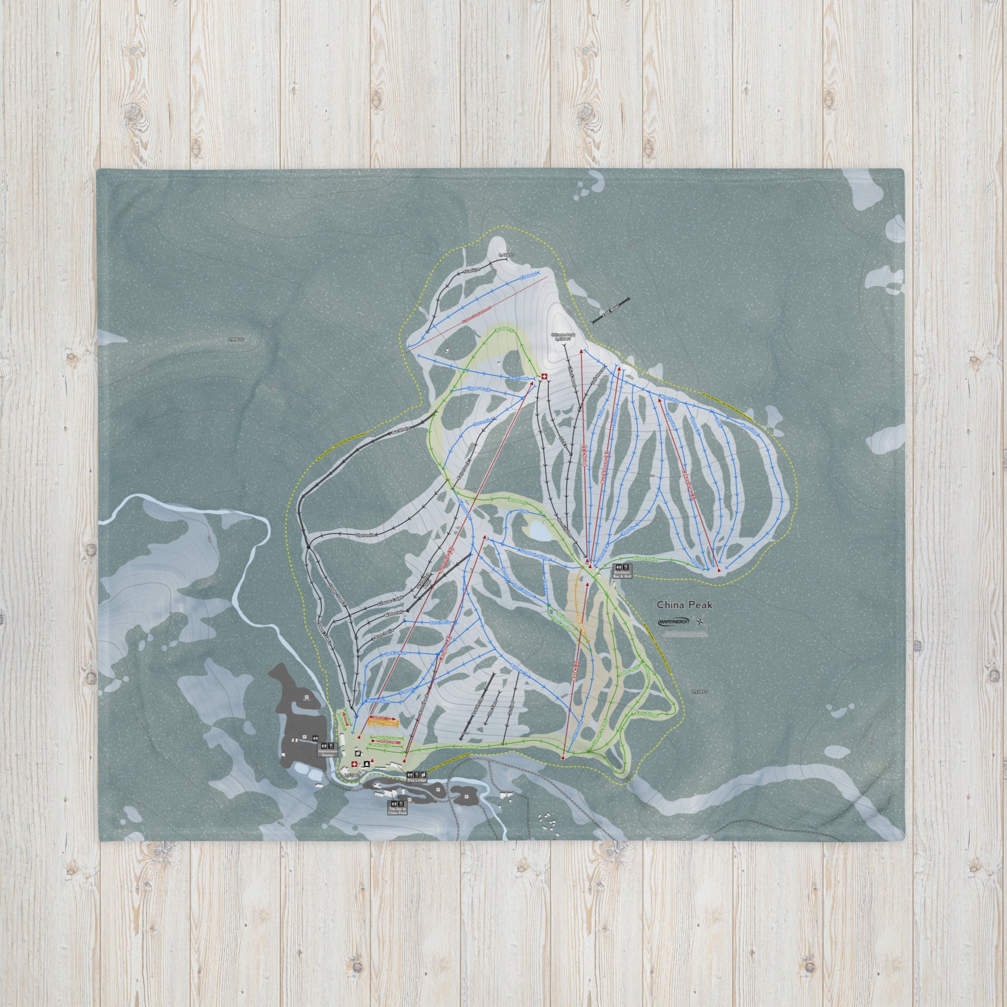 China Peak, California Ski Resort Map Blanket