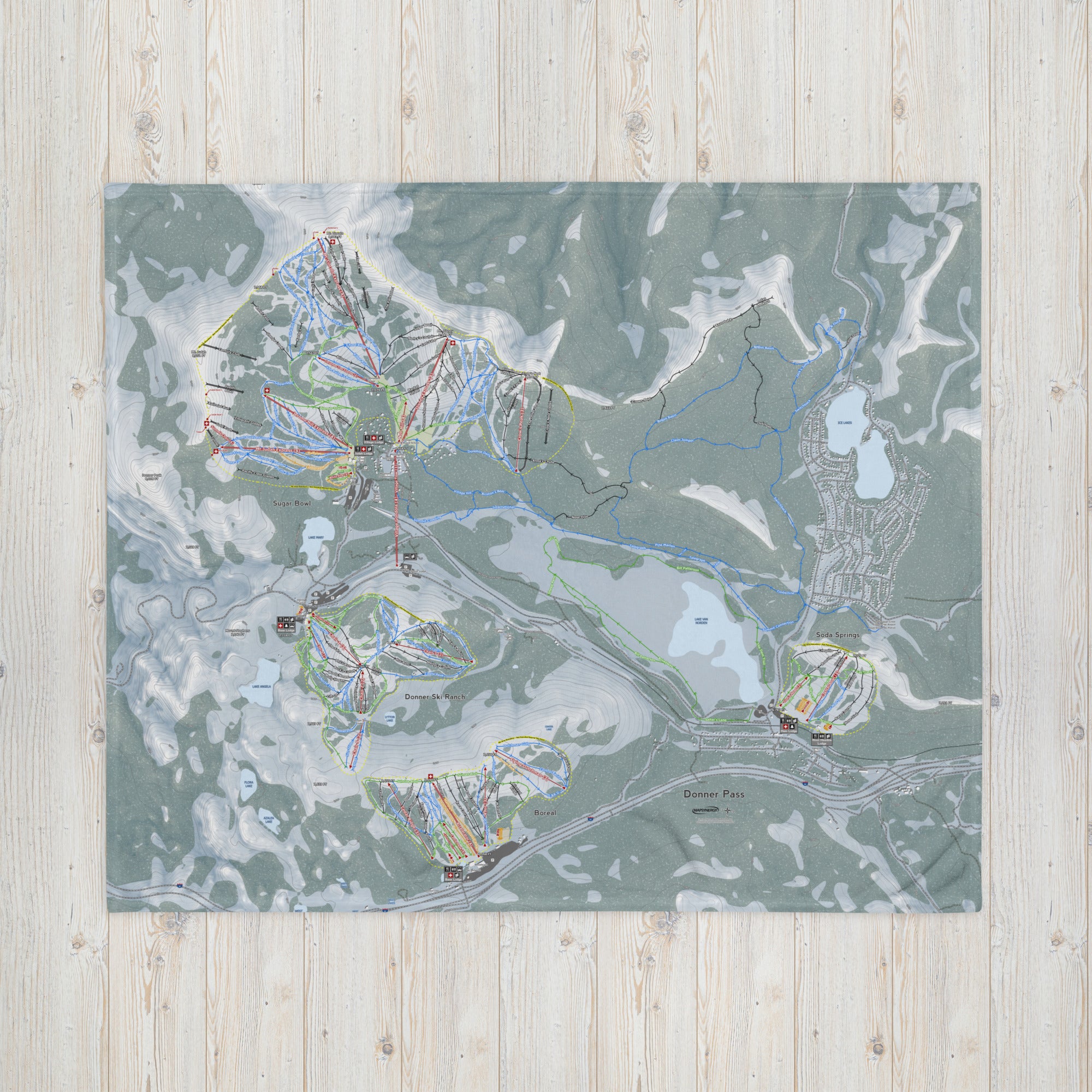 Donner Pass, California Ski Resort Map Blanket