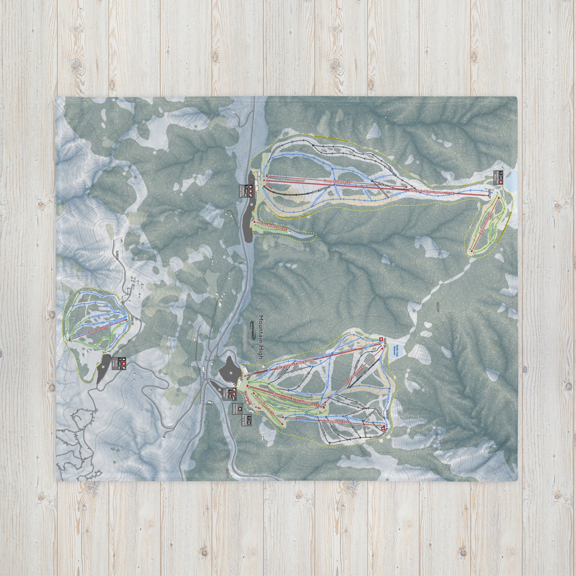 Mountain High, California Ski Resort Map Blanket