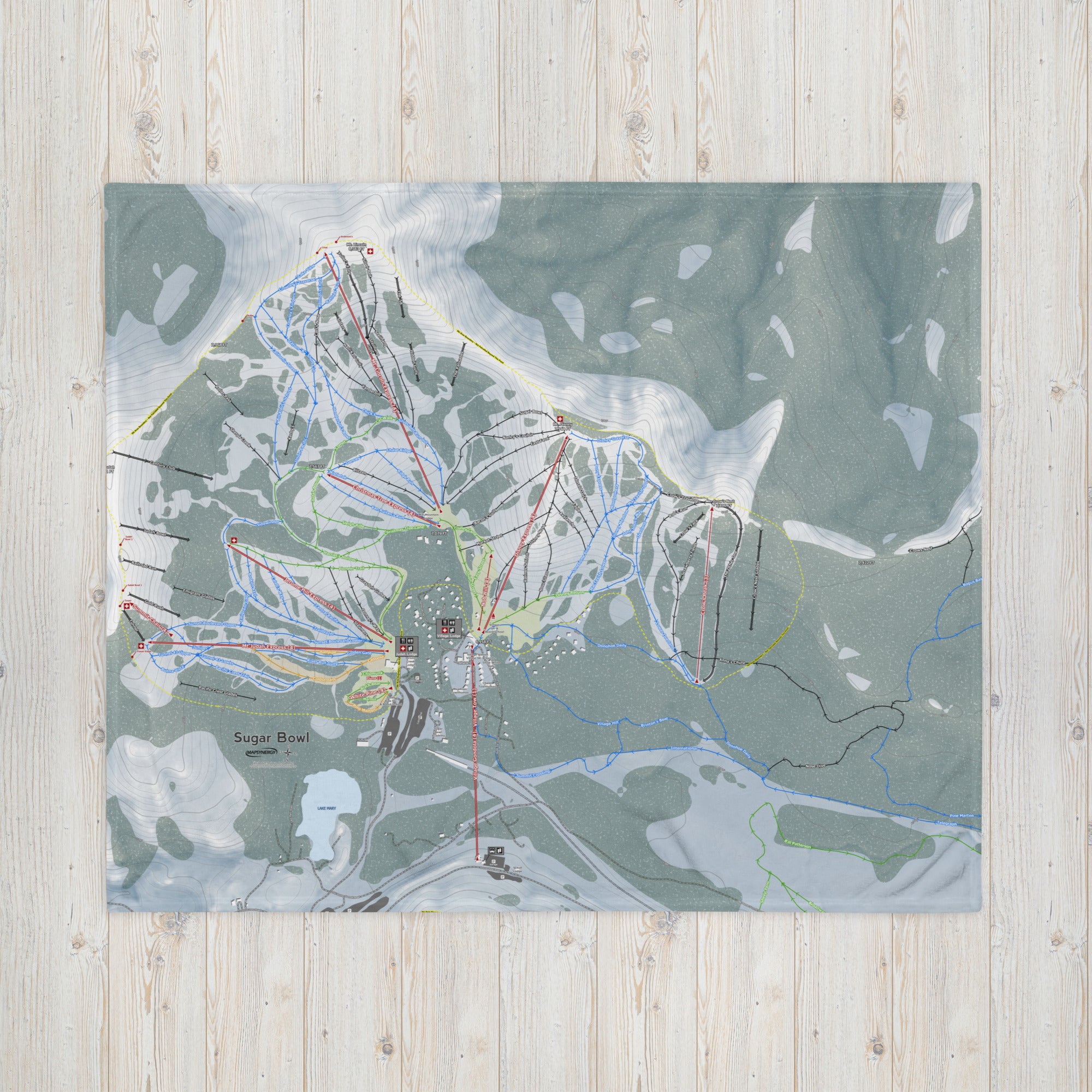 Sugar Bowl, California Ski Resort Map Blanket