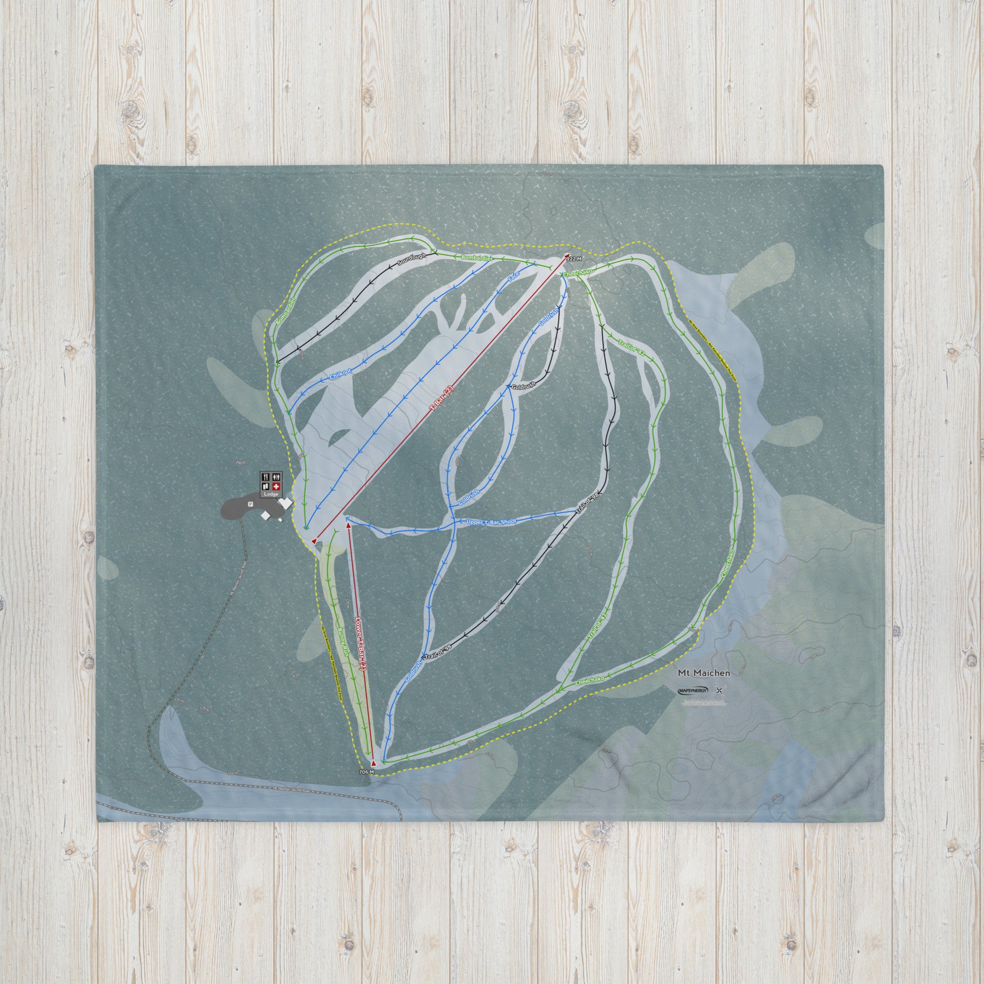 Mt Maichen, Yukon Territory Ski Resort Map Blanket