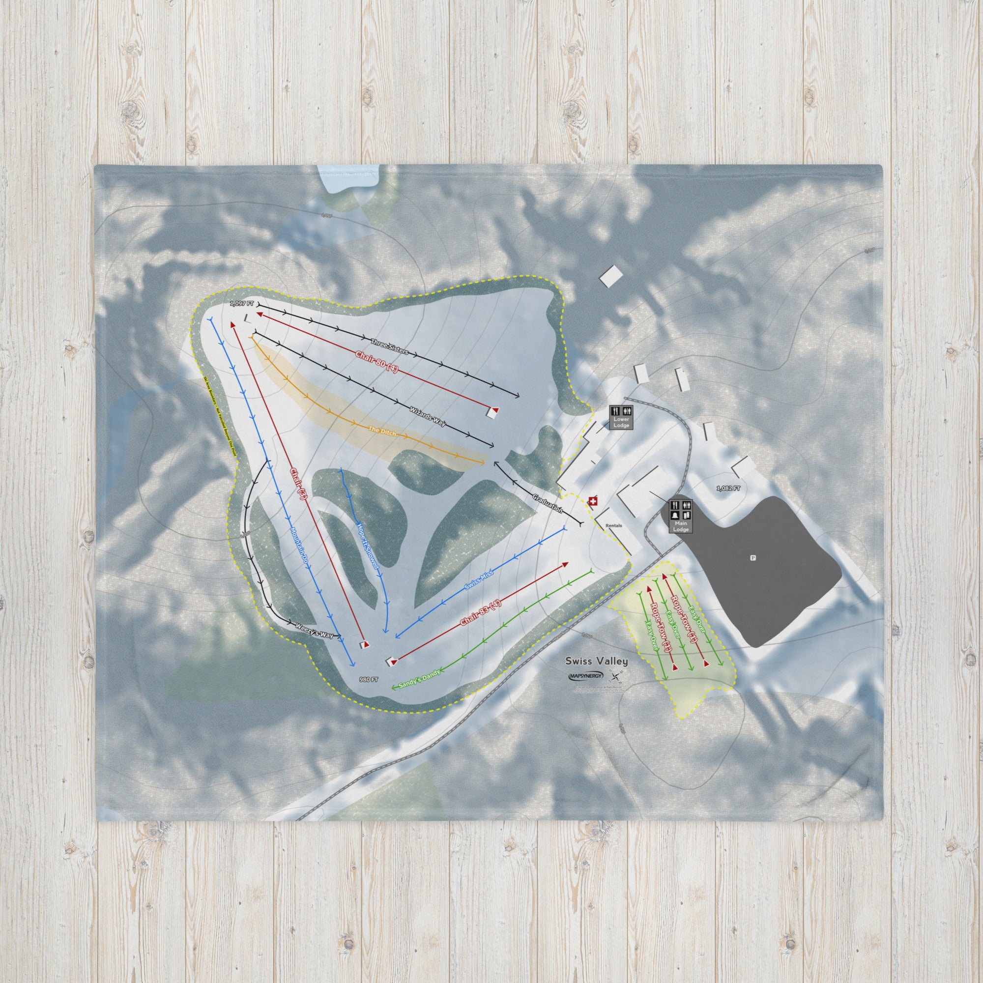 Swiss Valley, Michigan Ski Resort Map Blanket