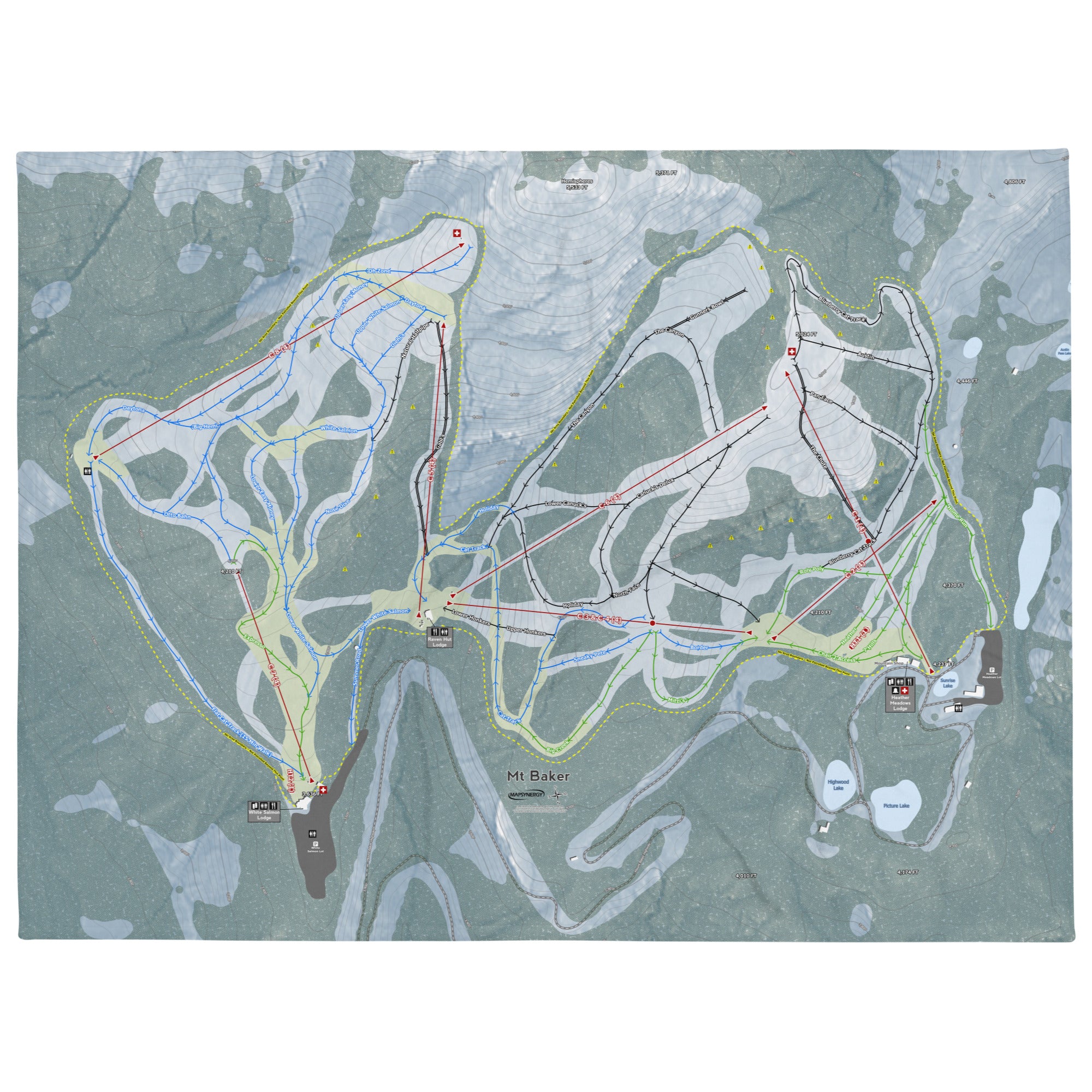 Mt. Baker, Washington Ski Resort Map Blanket