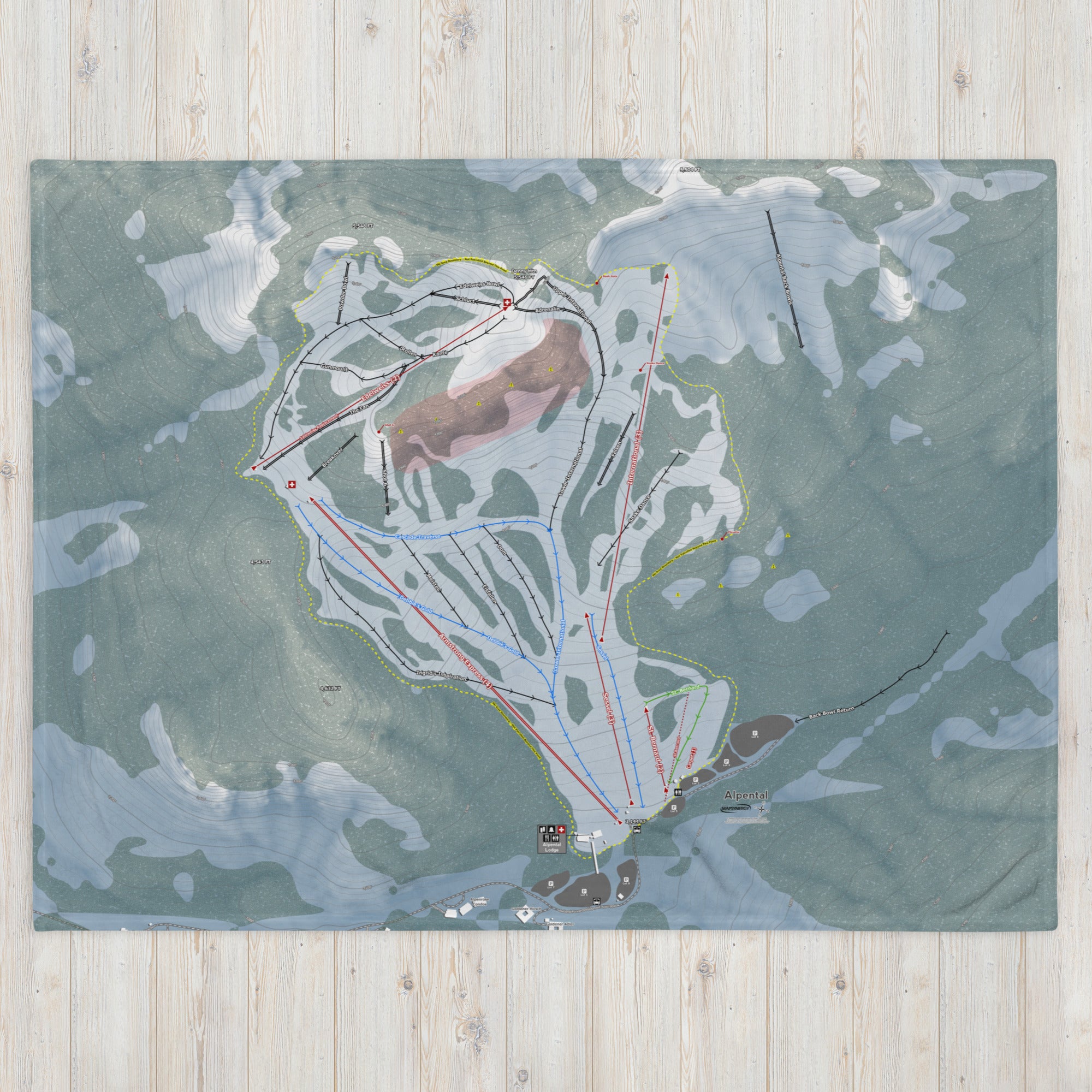 Alpental, Washington Ski Resort Map Blanket