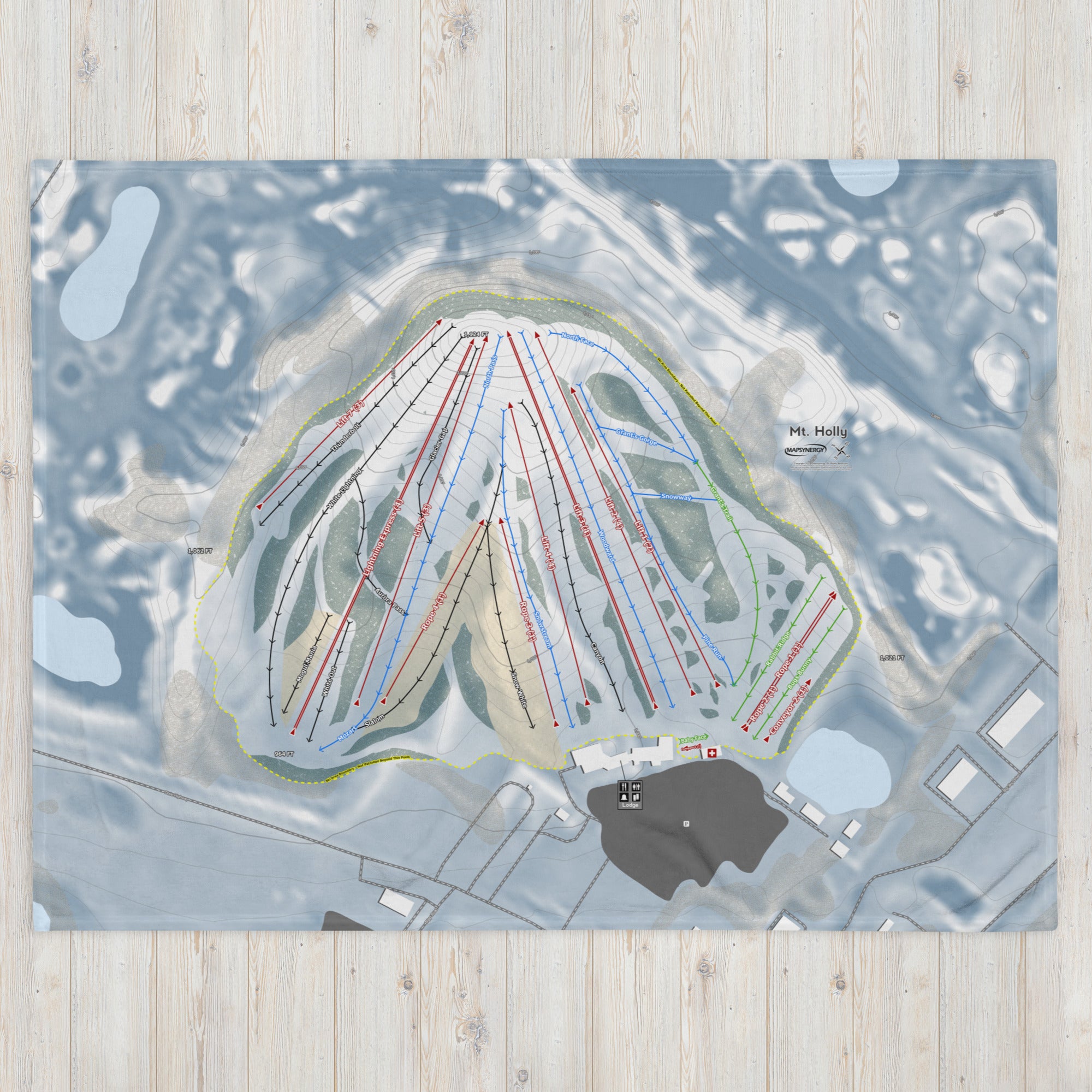 MT HOLLY, MICHIGAN SKI RESORT MAP BLANKET