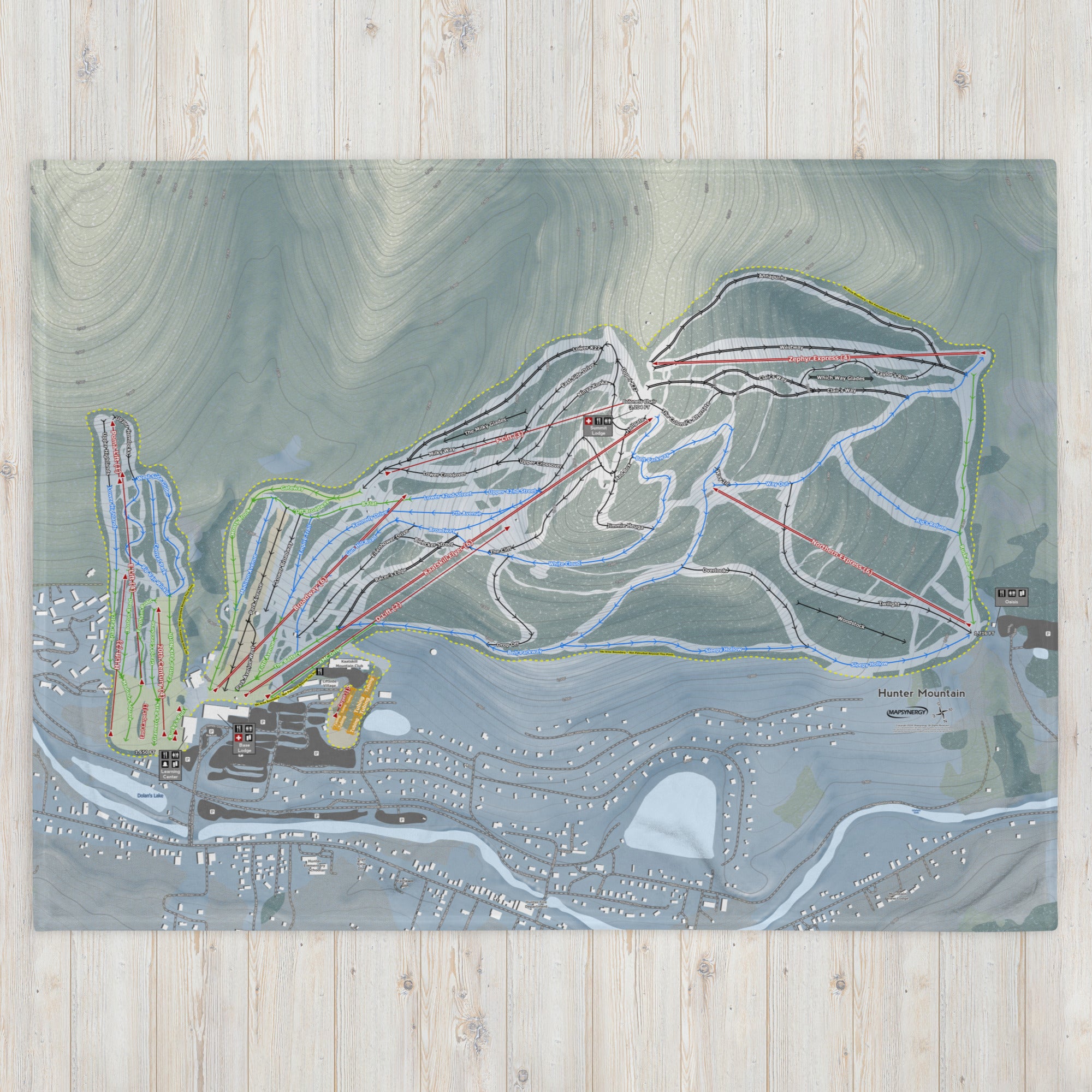 HUNTER MOUNTAIN, NEW YORK SKI RESORT MAP BLANKET