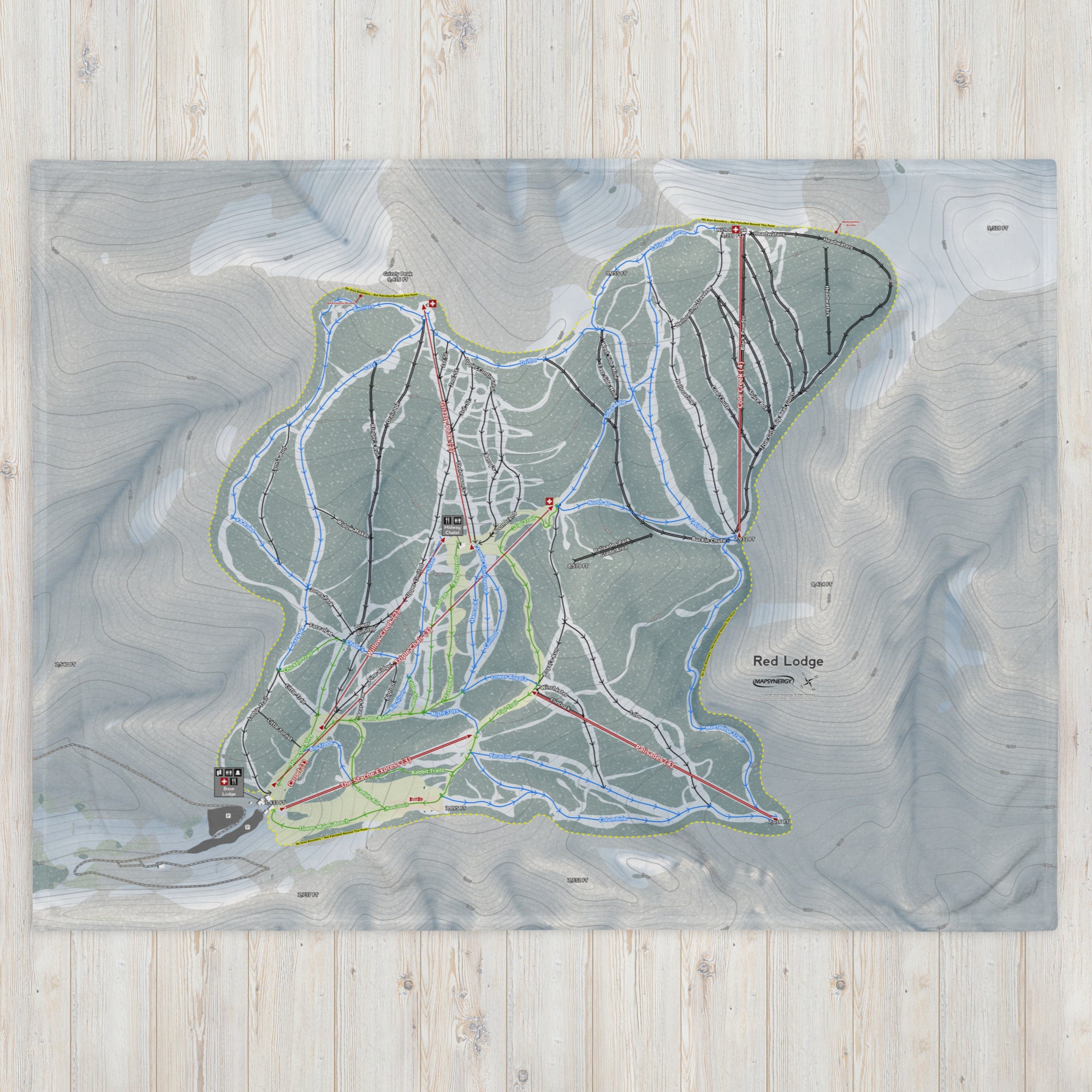 RED LODGE, MONTANA SKI RESORT MAP BLANKET