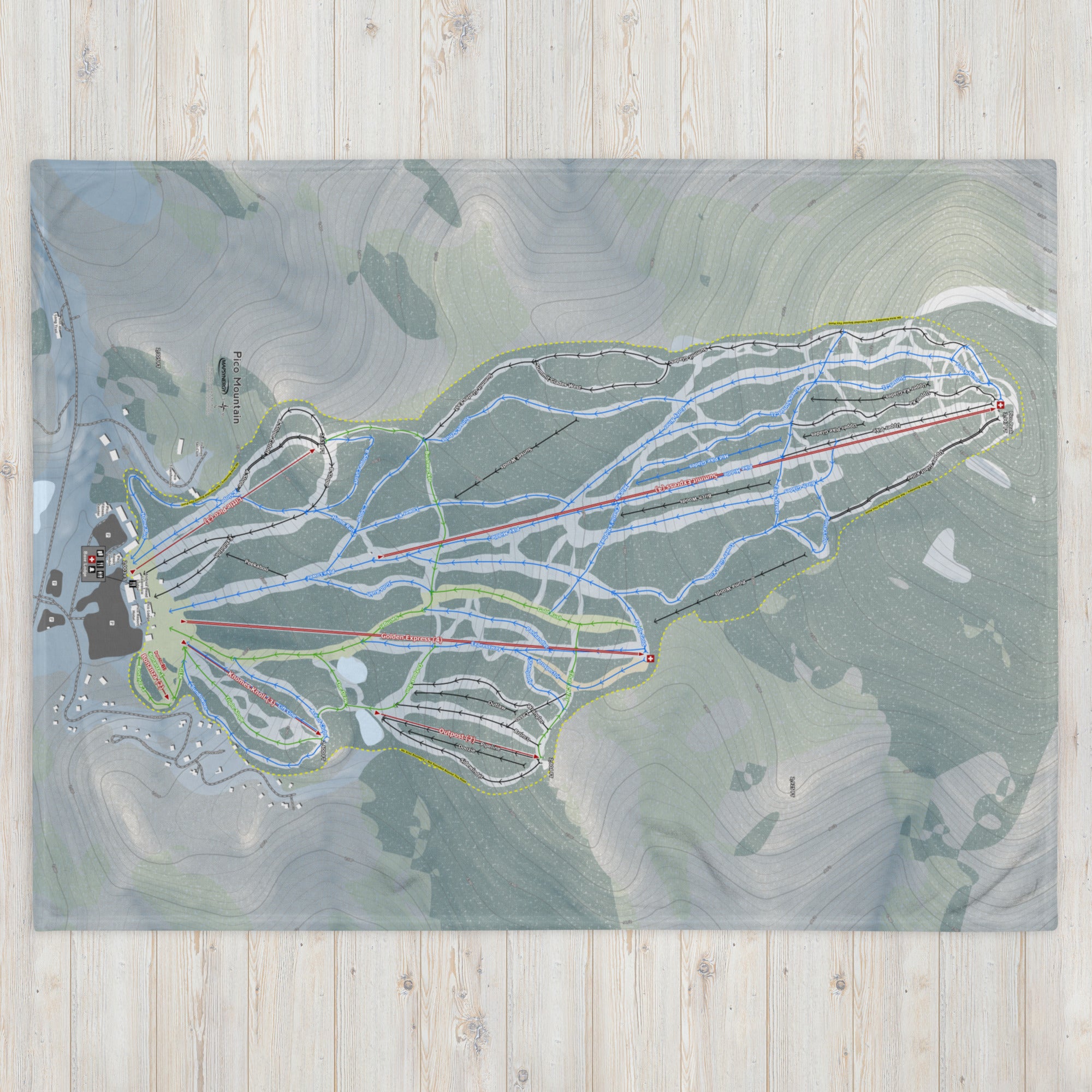 Pico Mountain, Vermont Ski resort Map Blanket