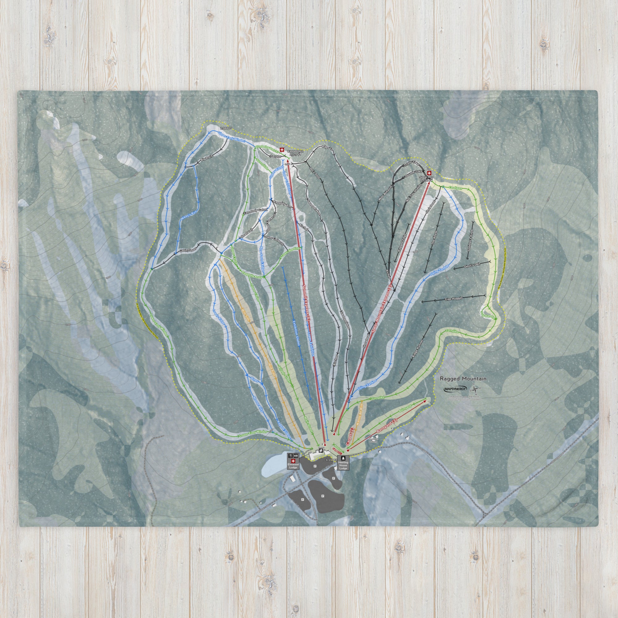 Ragged Mountain, New Hampshire Ski Resort Map Blanket