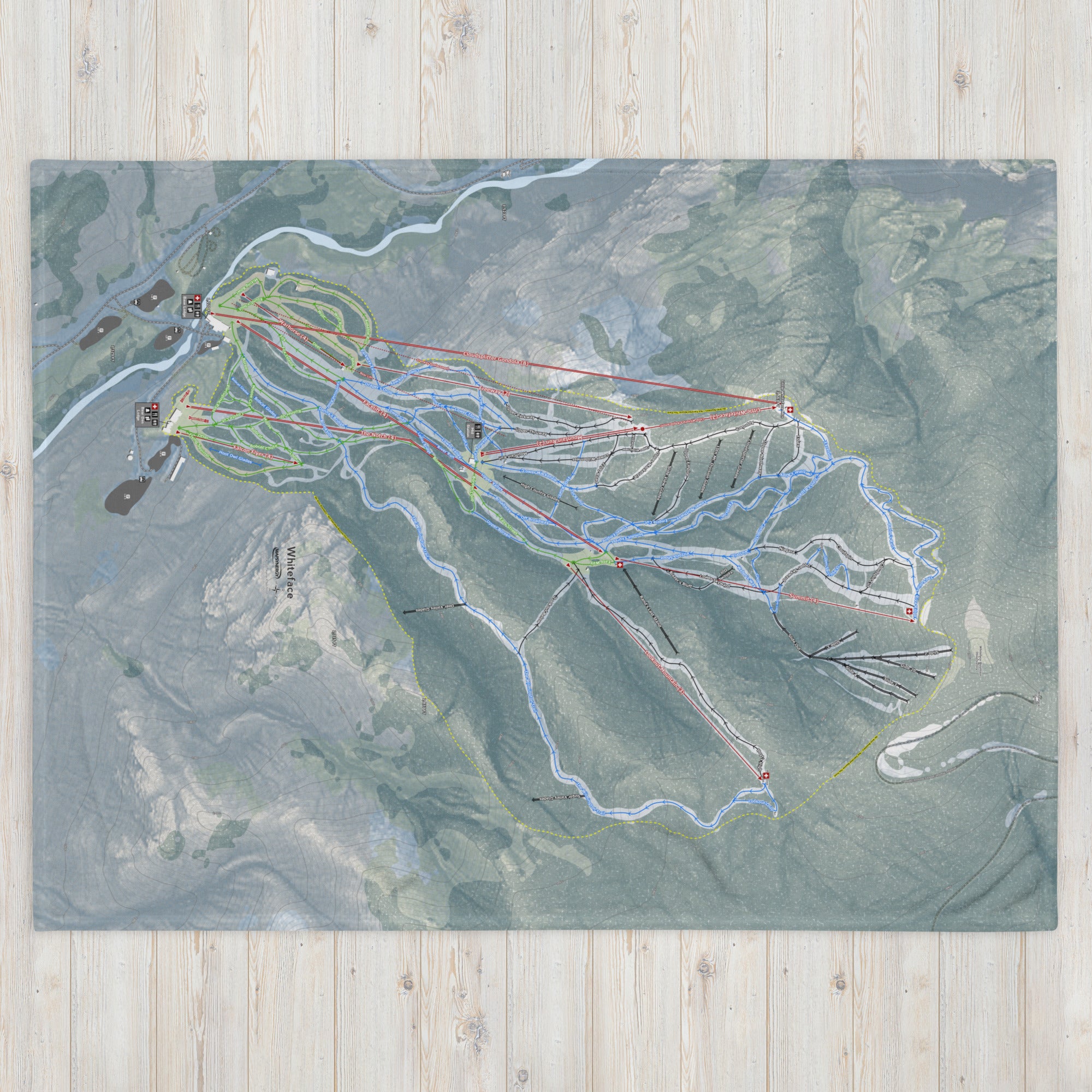 WHITEFACE, NEW YORK SKI RESORT MAP BLANKET