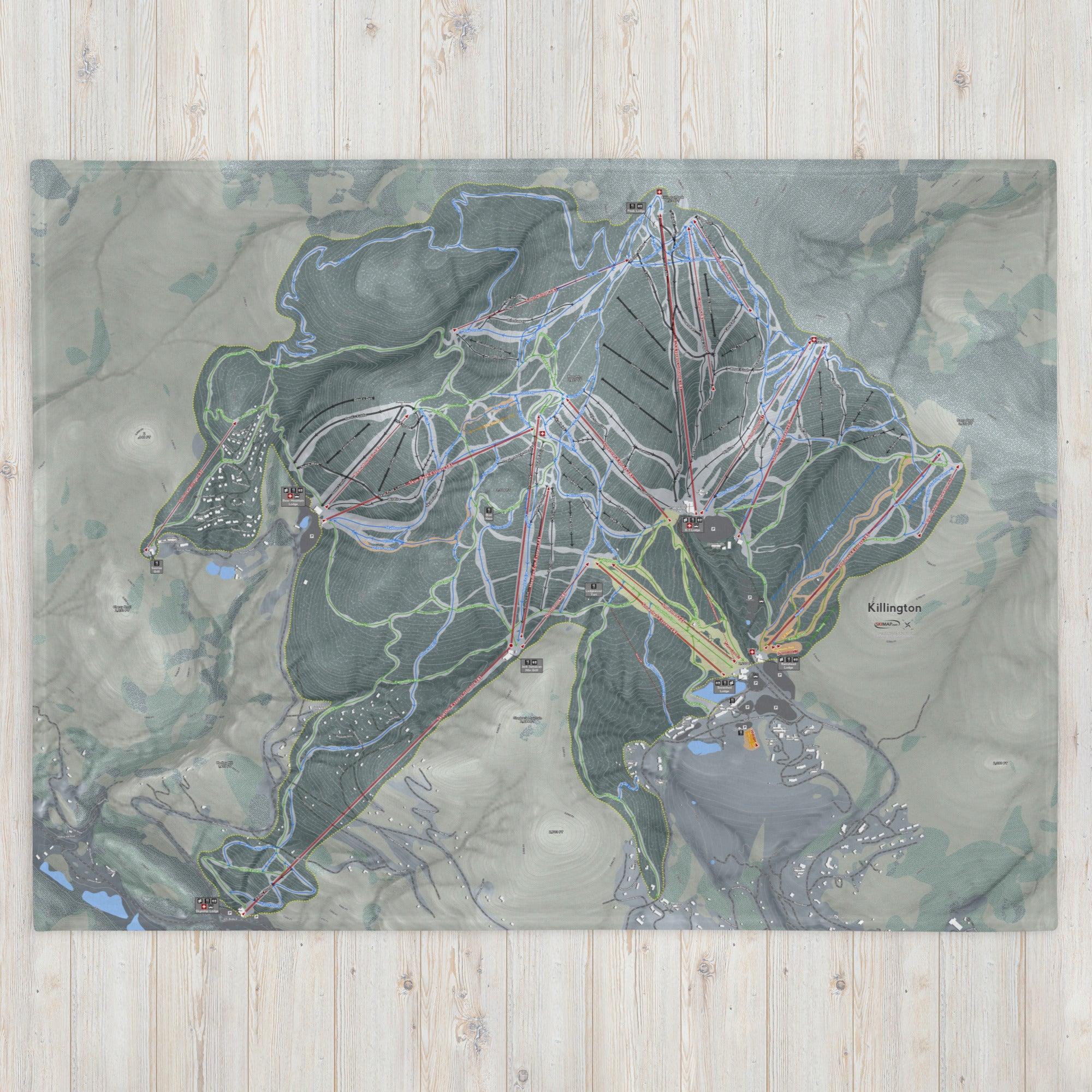 Killington, Vermont Ski Resort Map blanket