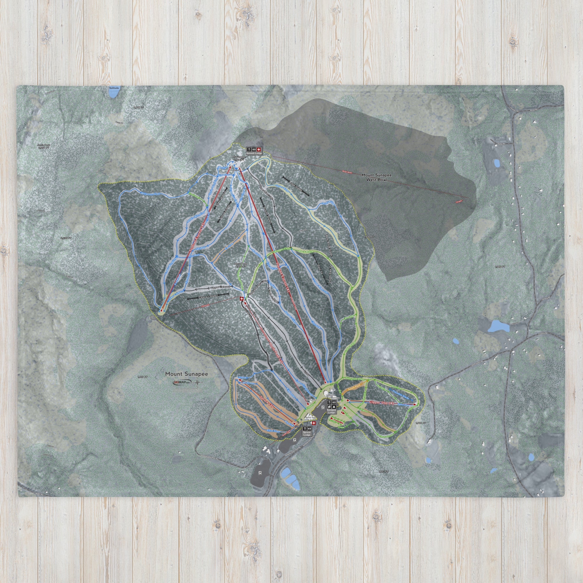 Mount Sunapee, New Hampshire Ski Resort Map blanket