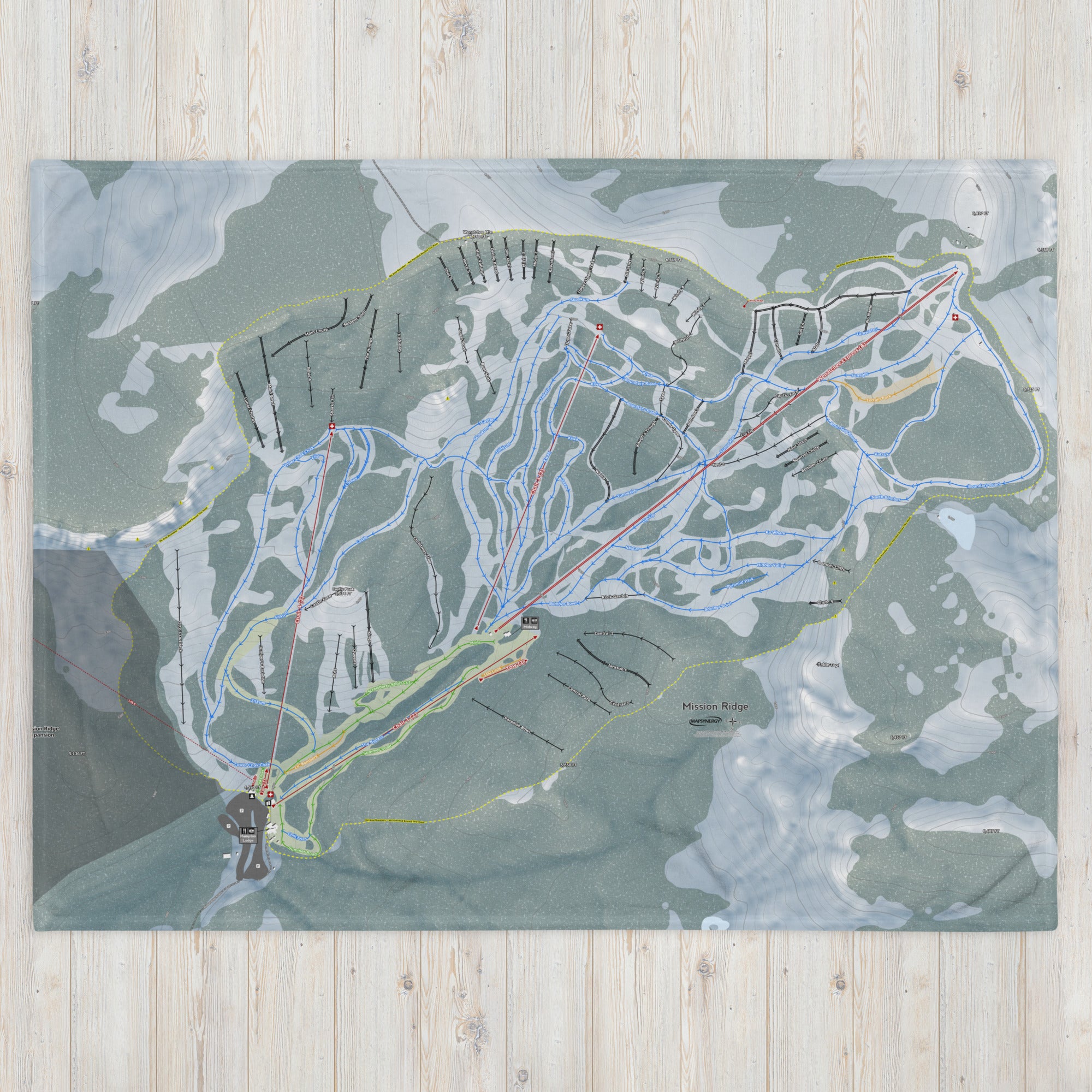 Mission Ridge, Washington Ski Resort Map Blanket