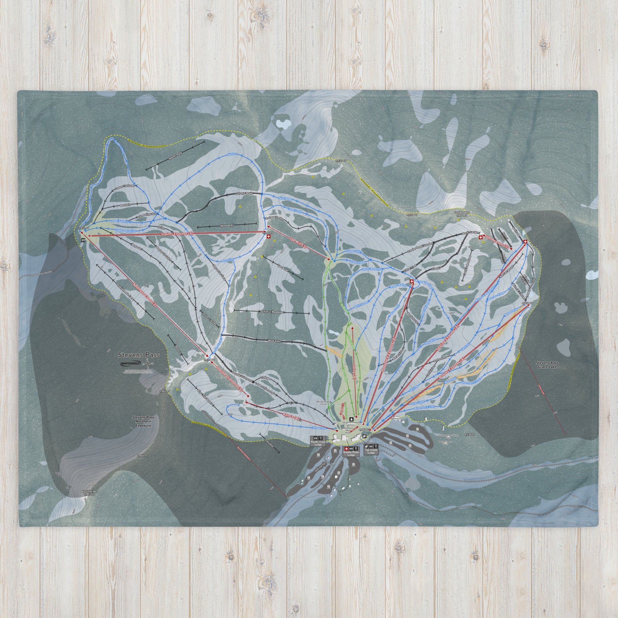 Stevens Pass, Washington Ski Resort Map Blanket