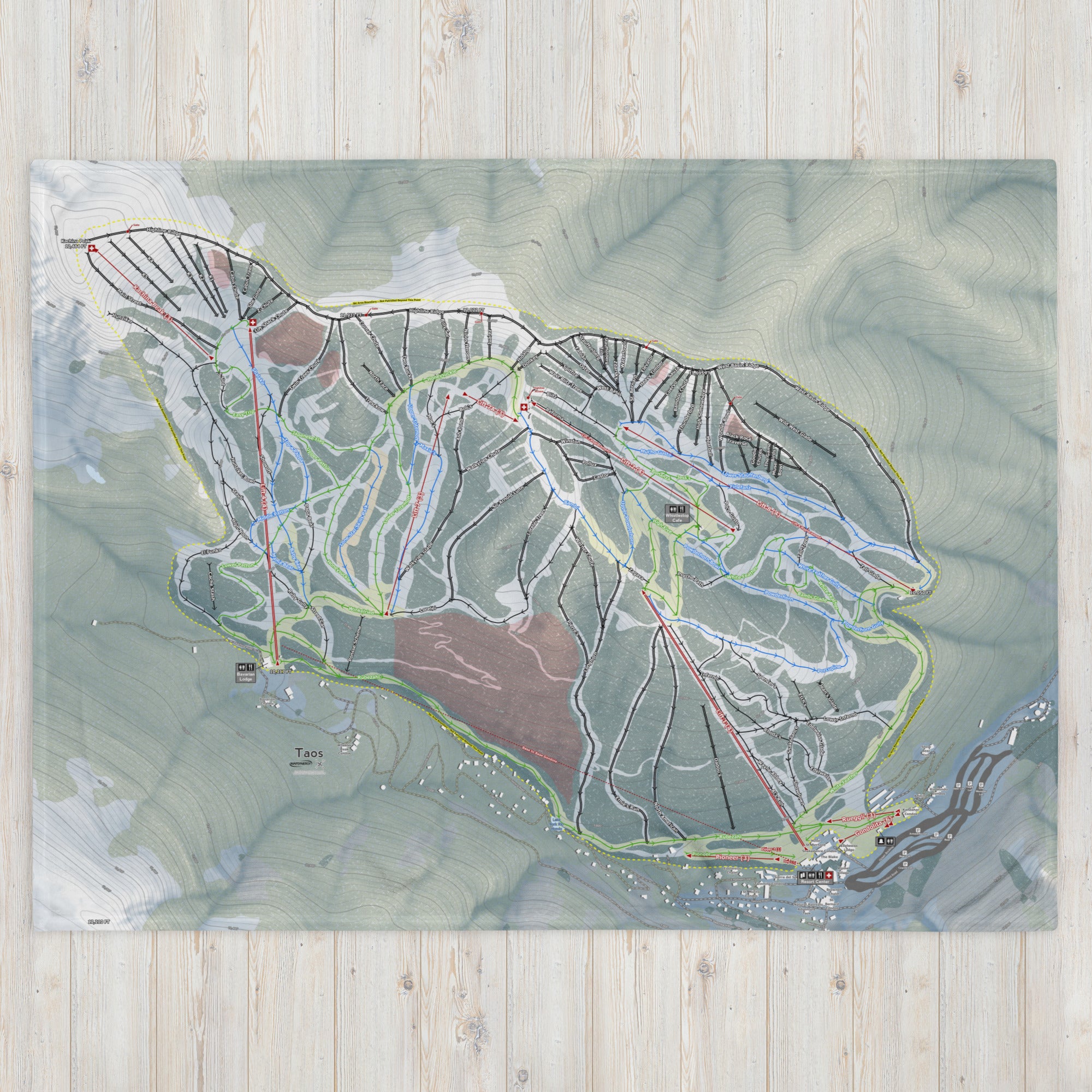 Taos, New Mexico Ski Resort Map Blanket