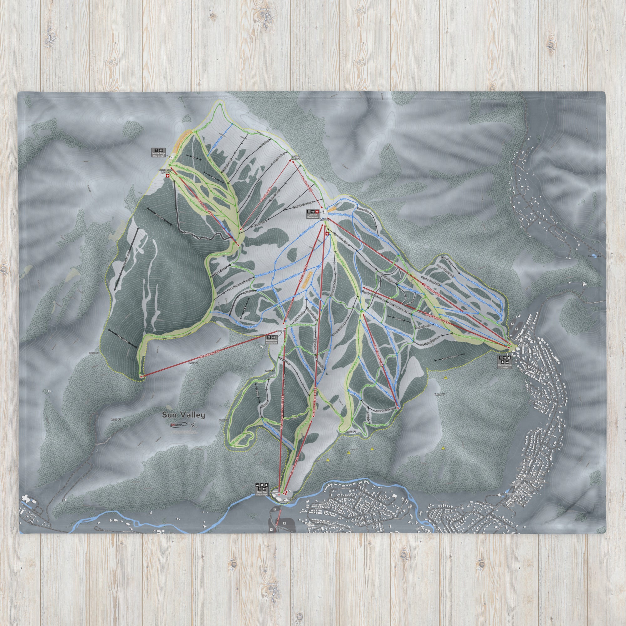 SUN VALLEY, IDAHO SKI RESORT MAP BLANKET