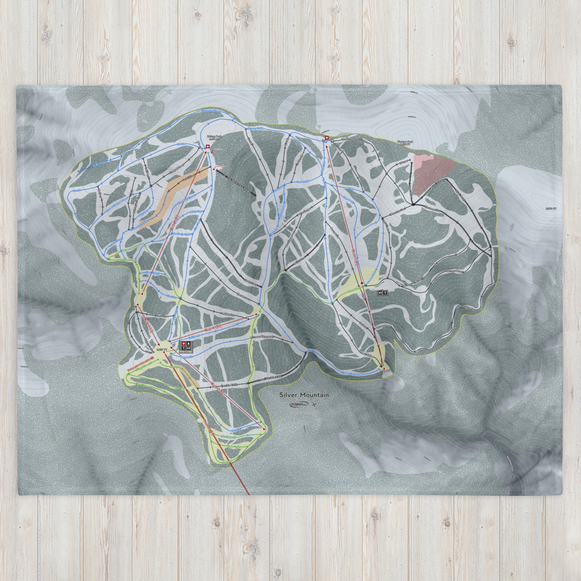 Silver Mountain, Idaho Ski Resort Map Blanket