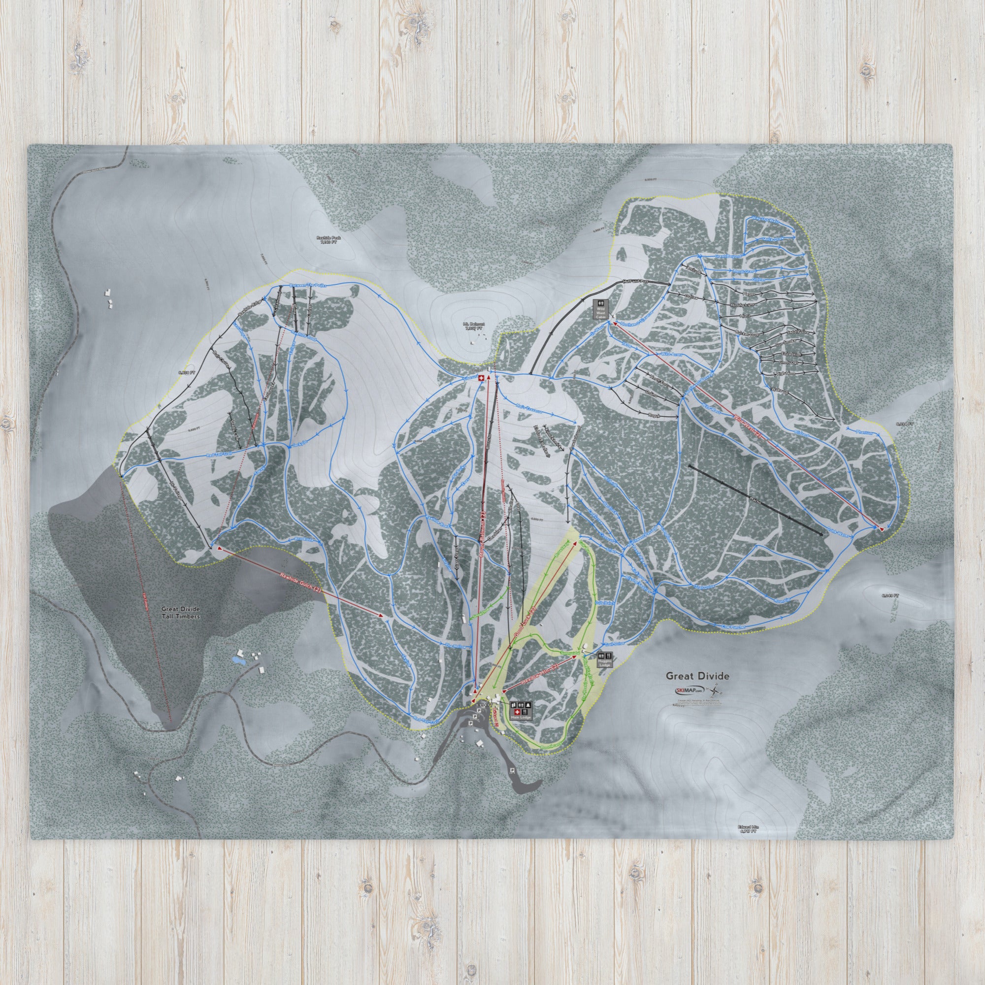 GREAT DIVIDE, MONTANA SKI RESORT MAP BLANKET