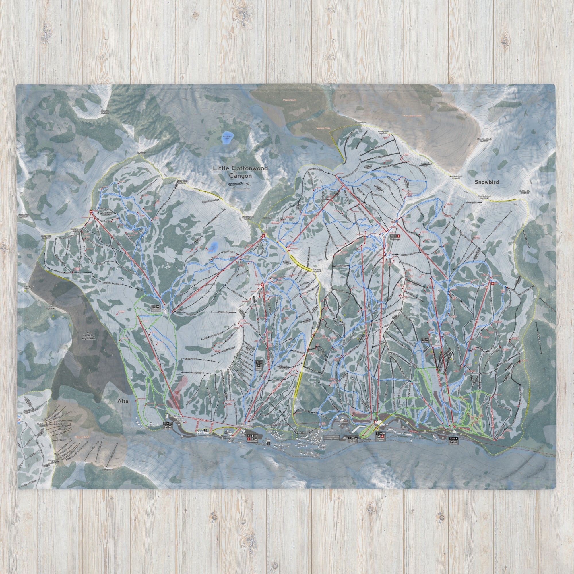 Little Cottonwood Canyon, Utah Ski Resort Map Blanket