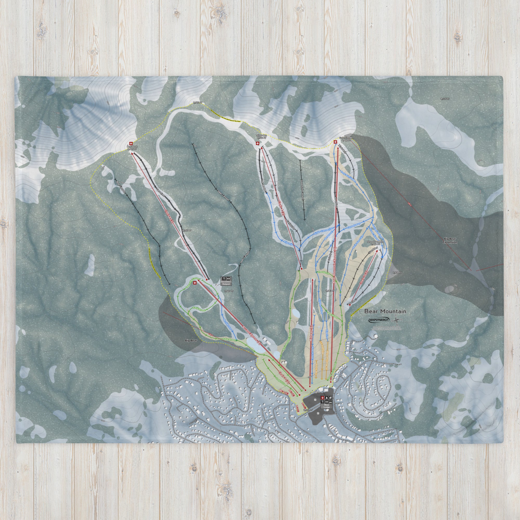 Bear Mountain, California Ski Resort Map Blanket