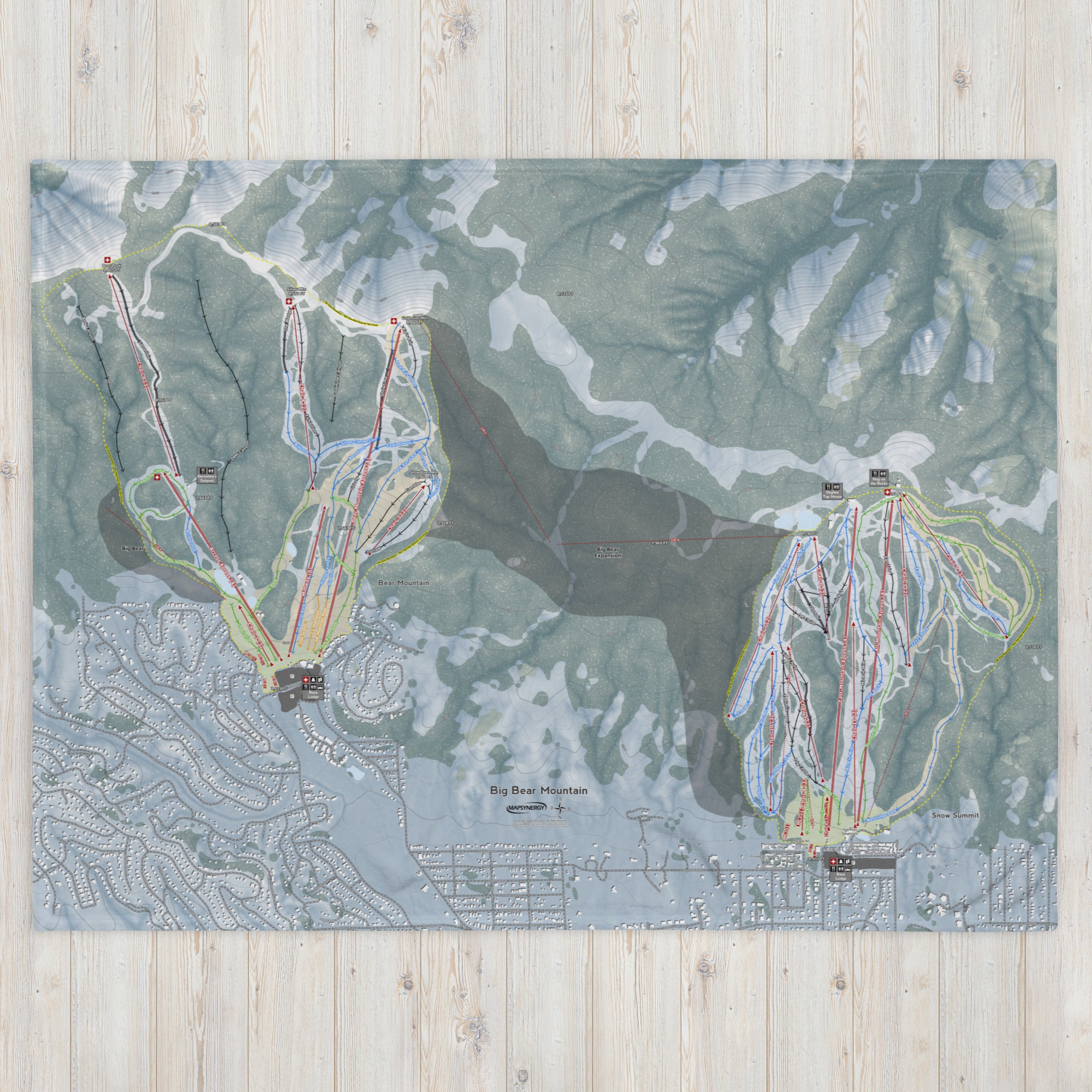 Big Bear Mountain, California Ski Resort Map Blanket