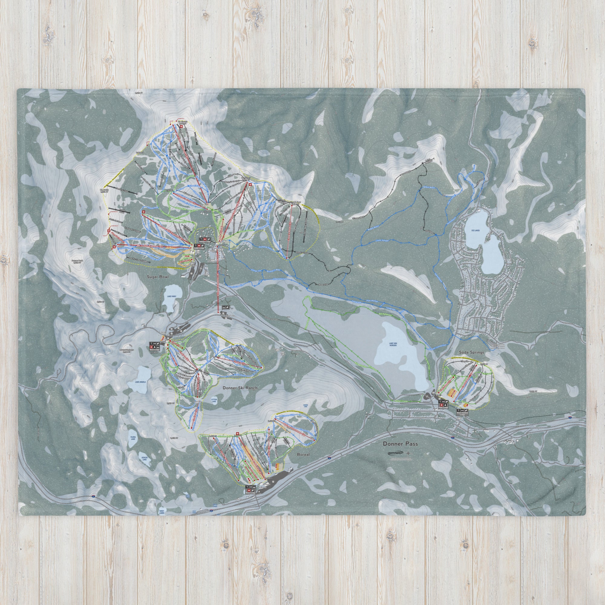 Donner Pass, California Ski Resort Map Blanket