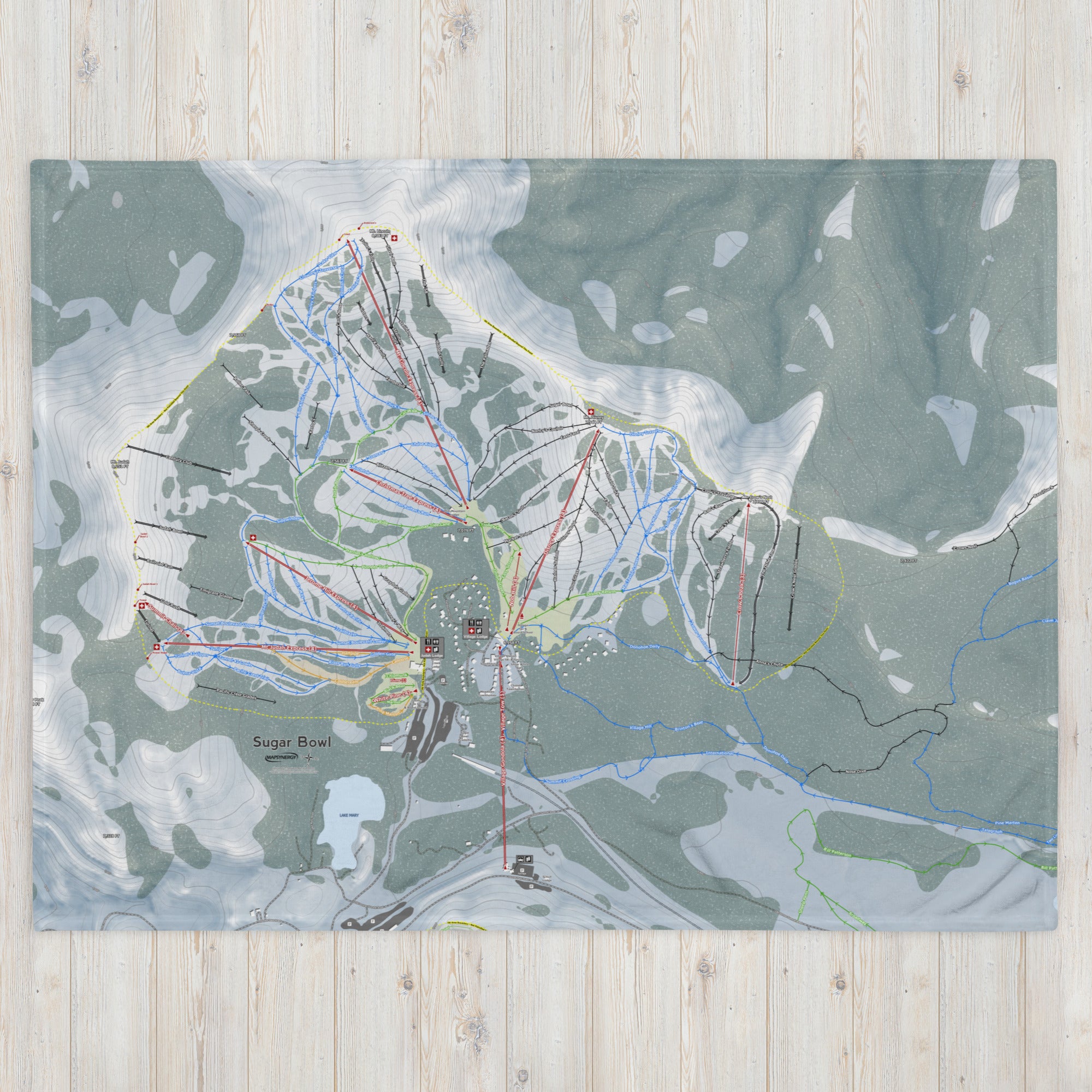 Sugar Bowl, California Ski Resort Map Blanket