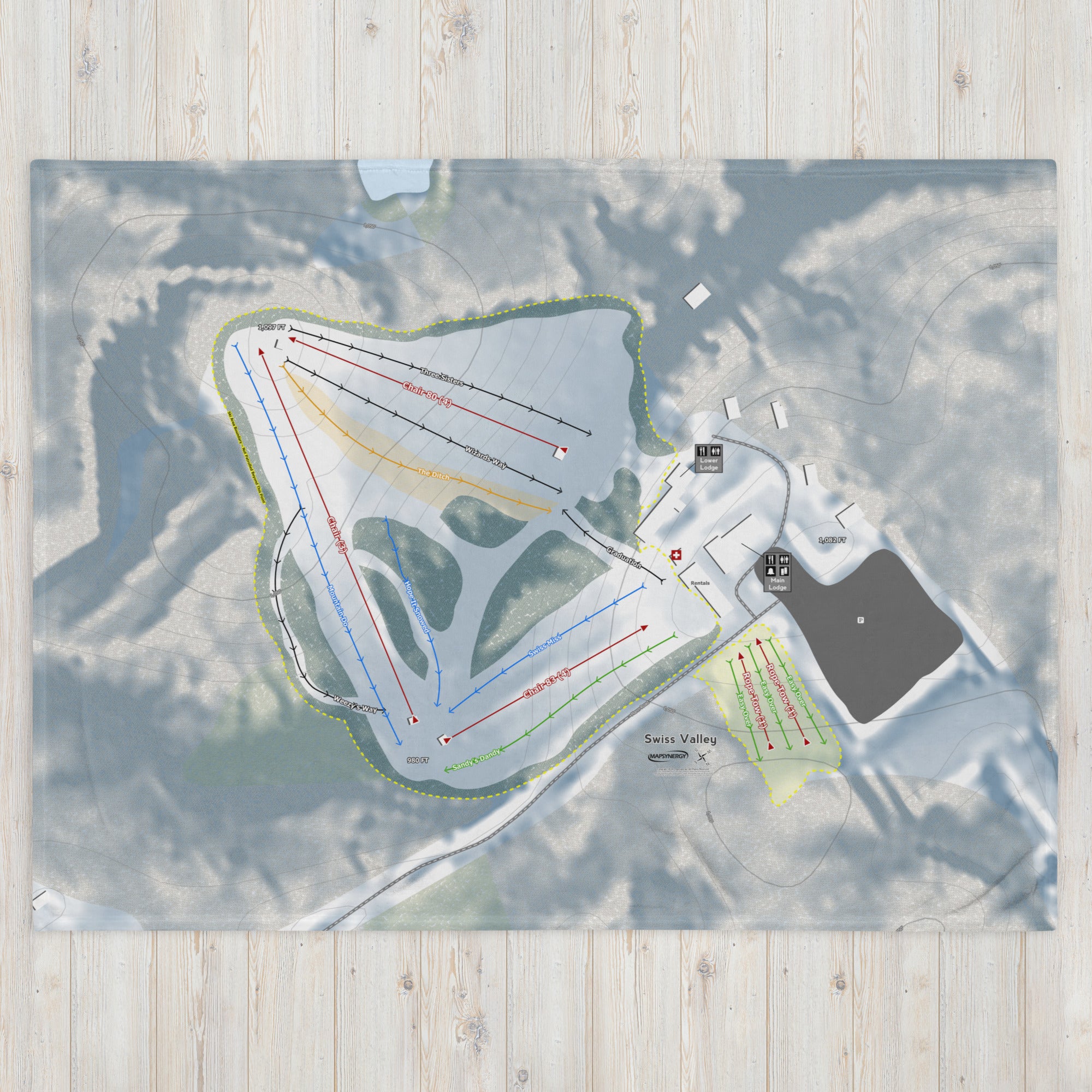 Swiss Valley, Michigan Ski Resort Map Blanket