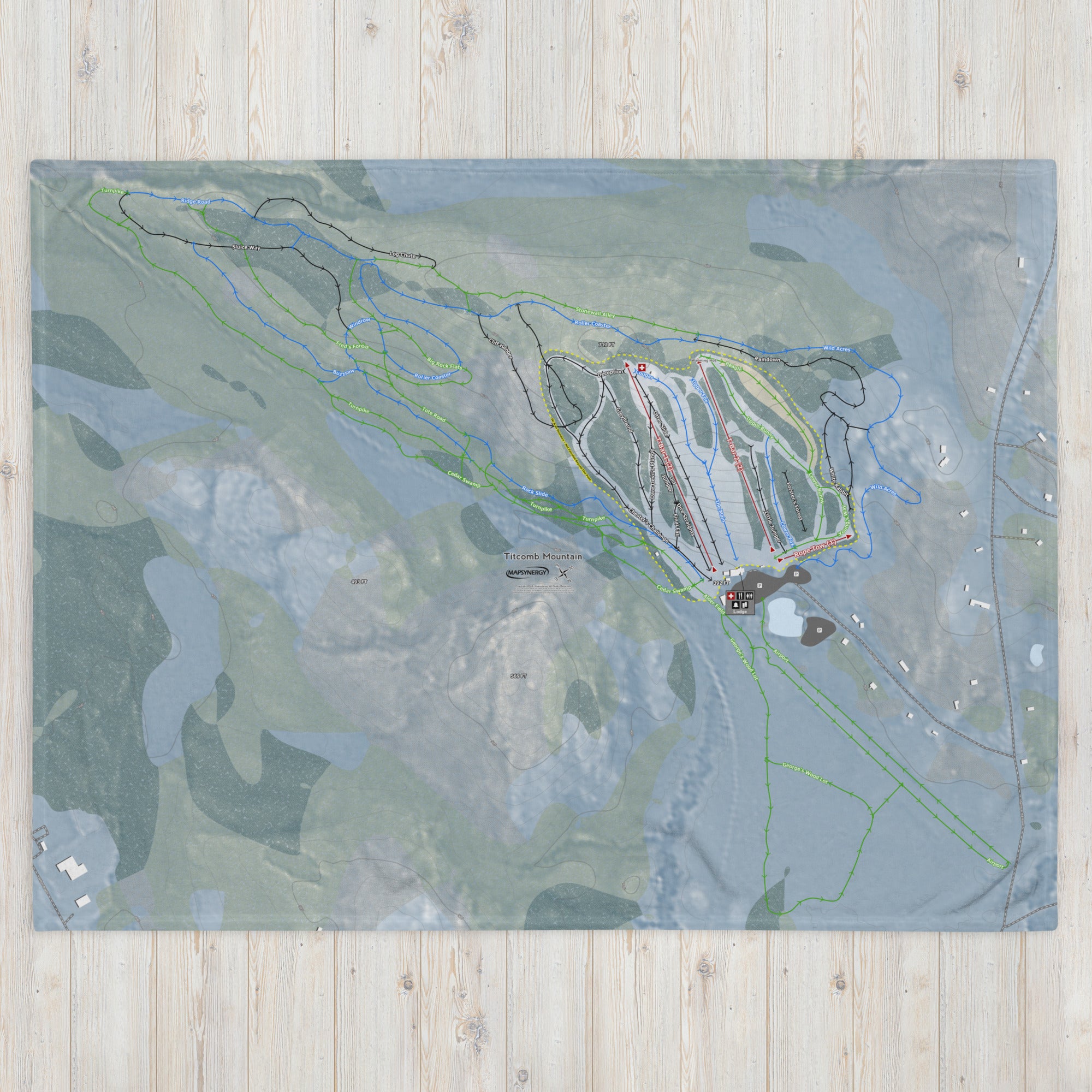 Titcomb Mountain, Maine Ski Resort Map Blanket