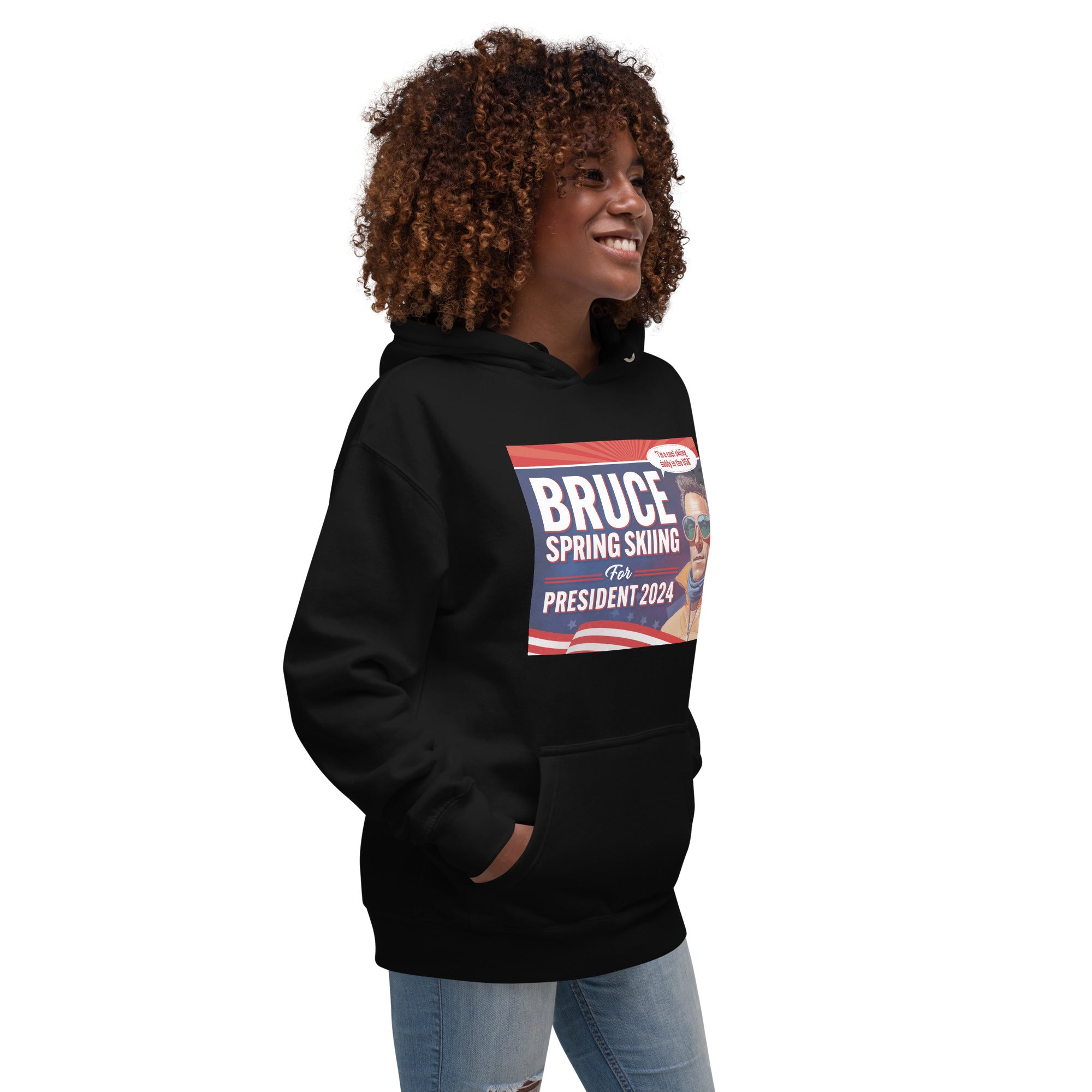 Bruce Spring Skiing For President 2024 Unisex Hoodie