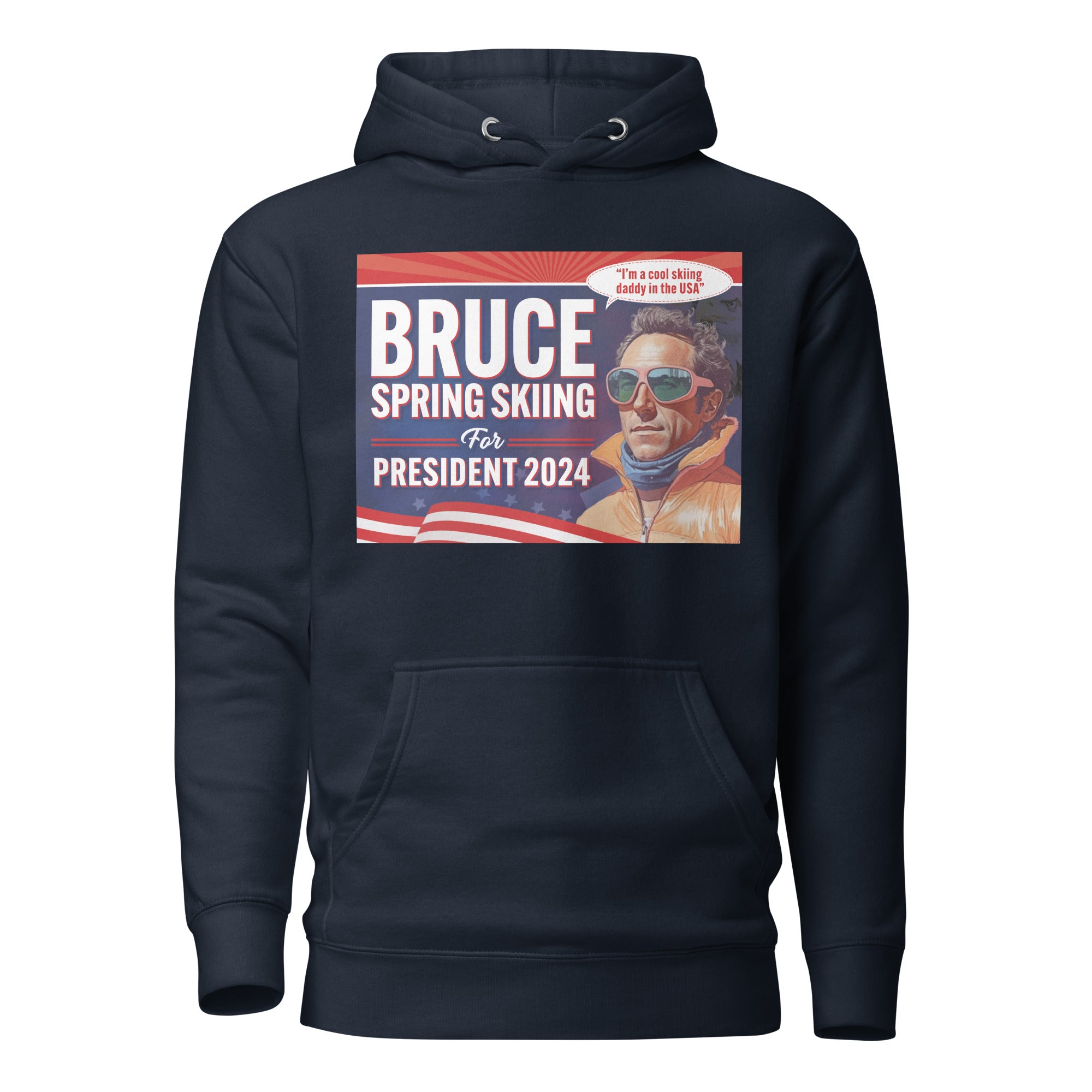 Bruce Spring Skiing For President 2024 Unisex Hoodie